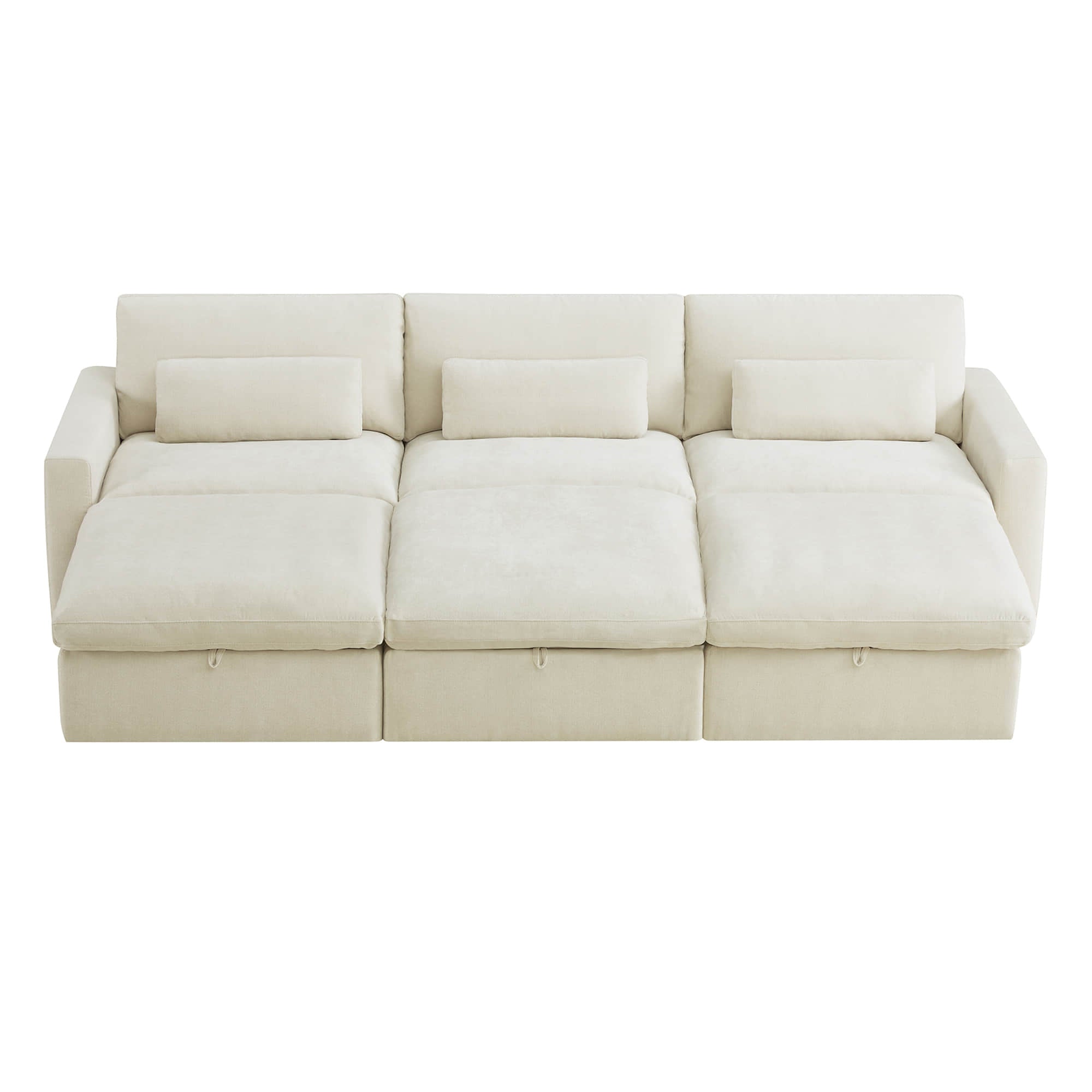 Ivy 6-Seat Performance Fabric Bed Modular Sectional Sofa with Storage Ottoman