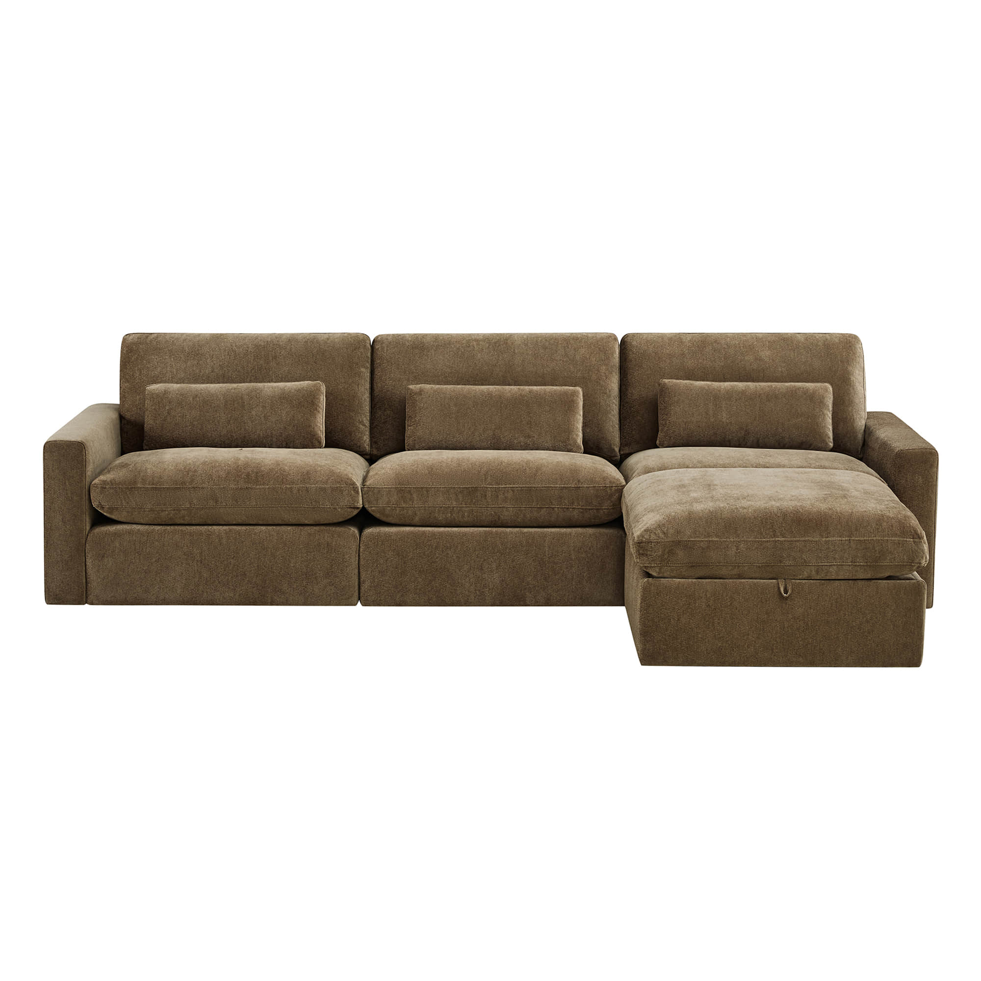 Ivy 4-Seat Performance Fabric Modular Sectional Sofa with Storage Ottoman