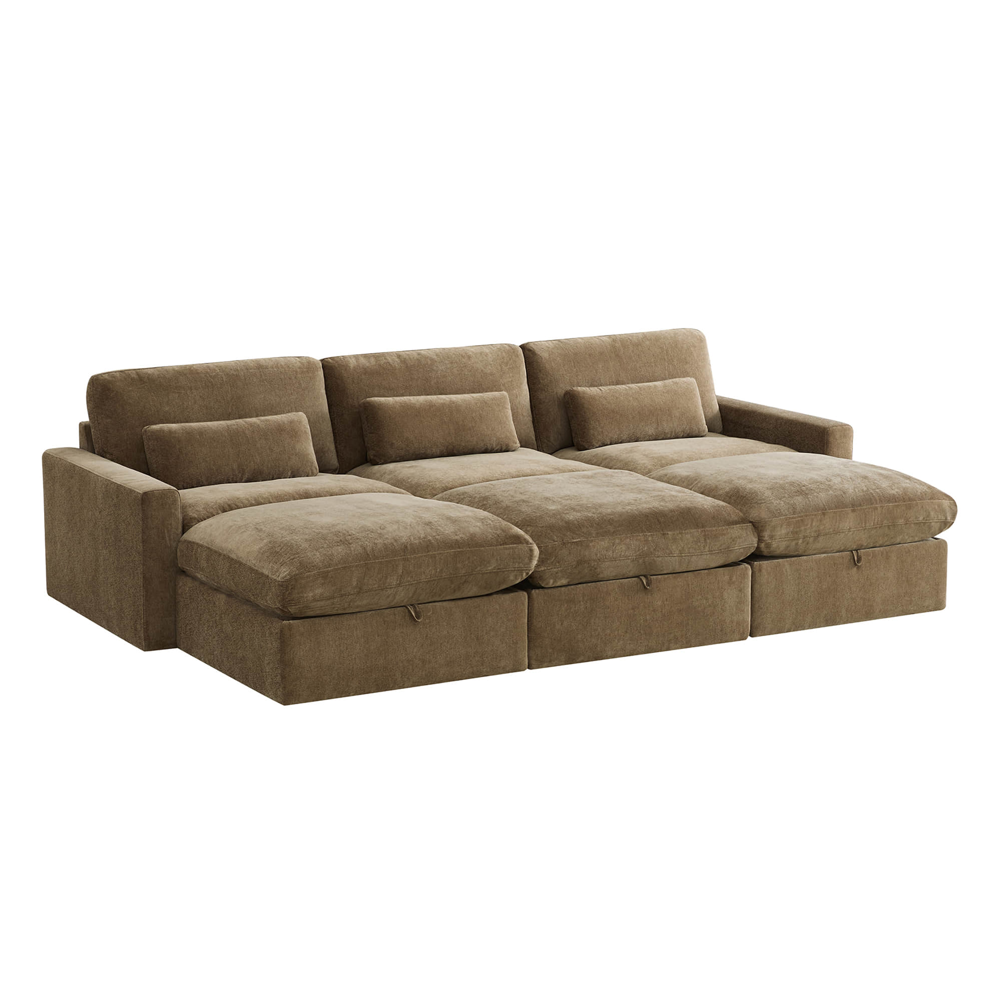 Ivy 6-Seat Performance Fabric Bed Modular Sectional Sofa with Storage Ottoman