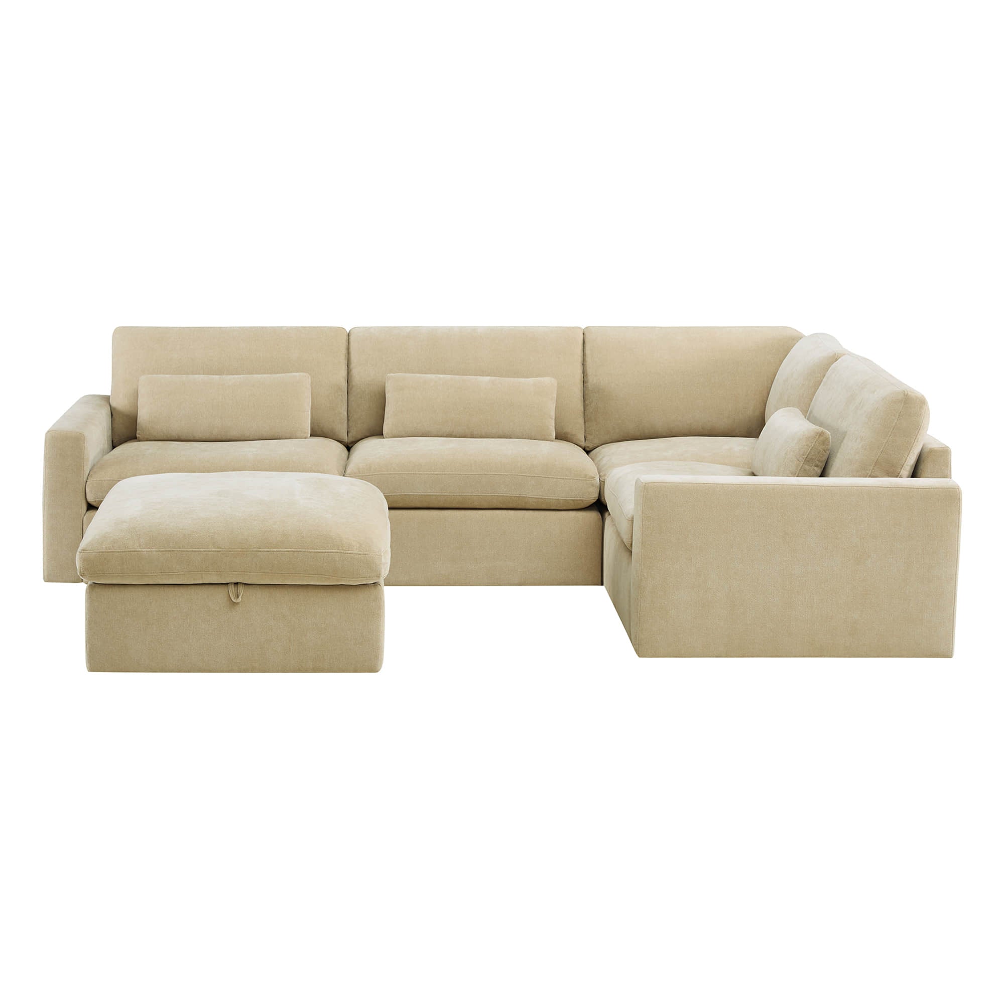 Ivy 5-Seat Performance Fabric Modular Sectional Sofa with Storage Ottoman