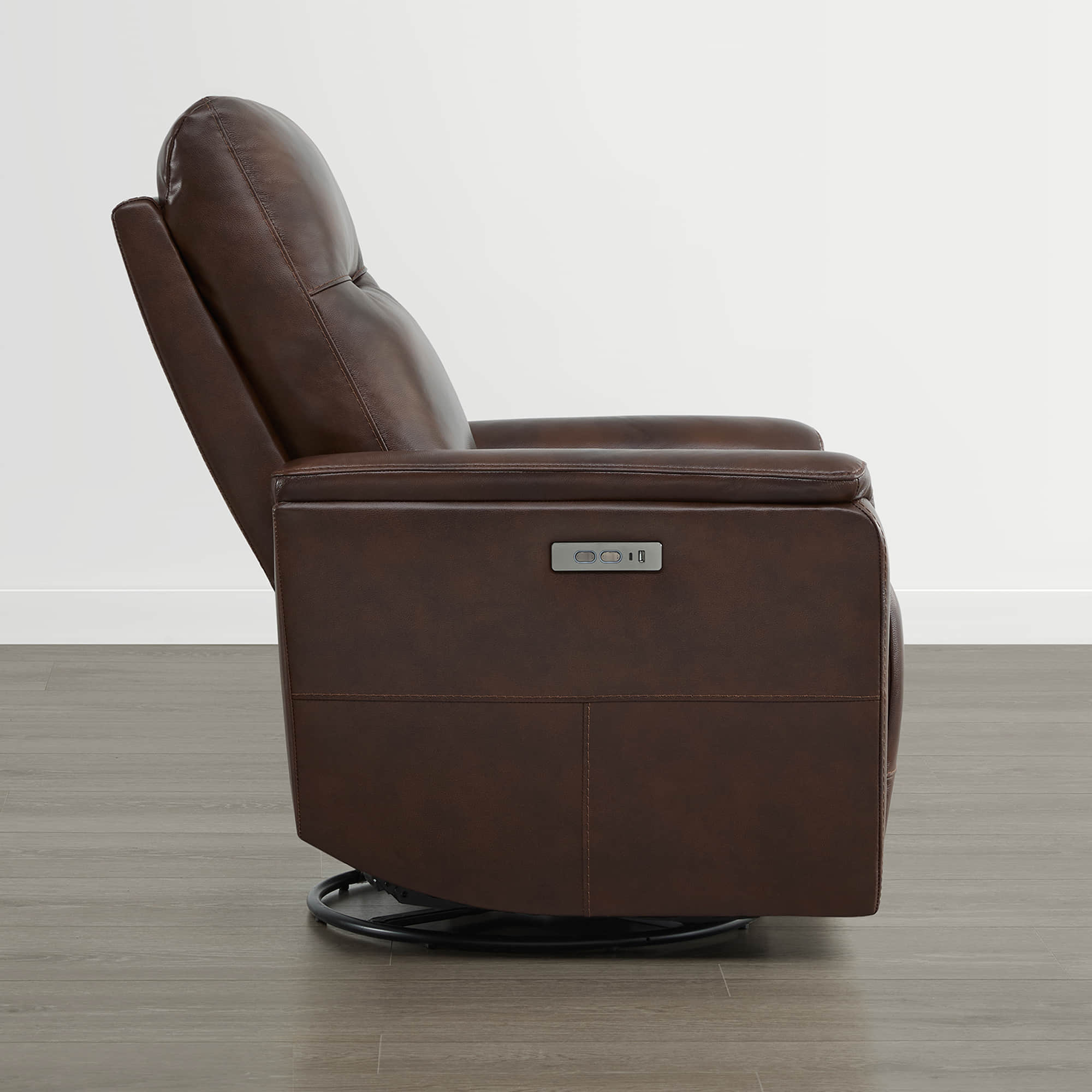 Jaxon Genuine Leather Swivel Glider Power Recliner with Power Headrest