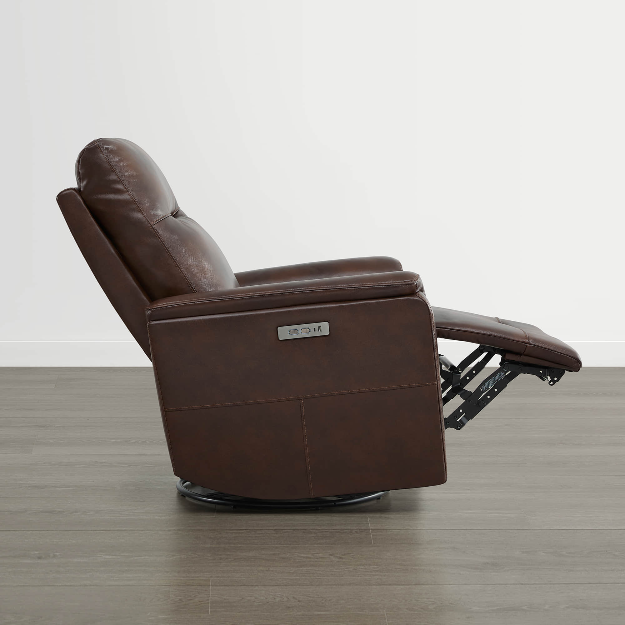 Jaxon Genuine Leather Swivel Glider Power Recliner with Power Headrest