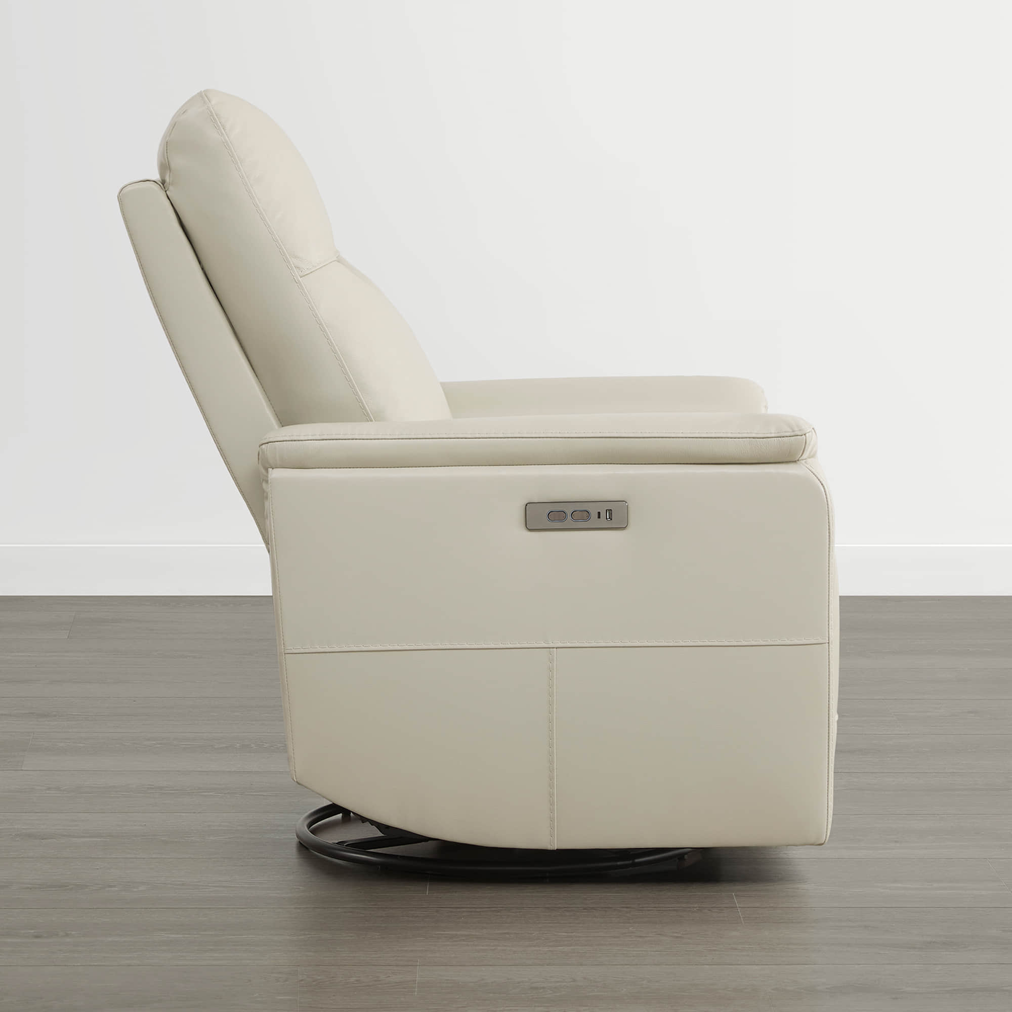 Jaxon Genuine Leather Swivel Glider Power Recliner with Power Headrest