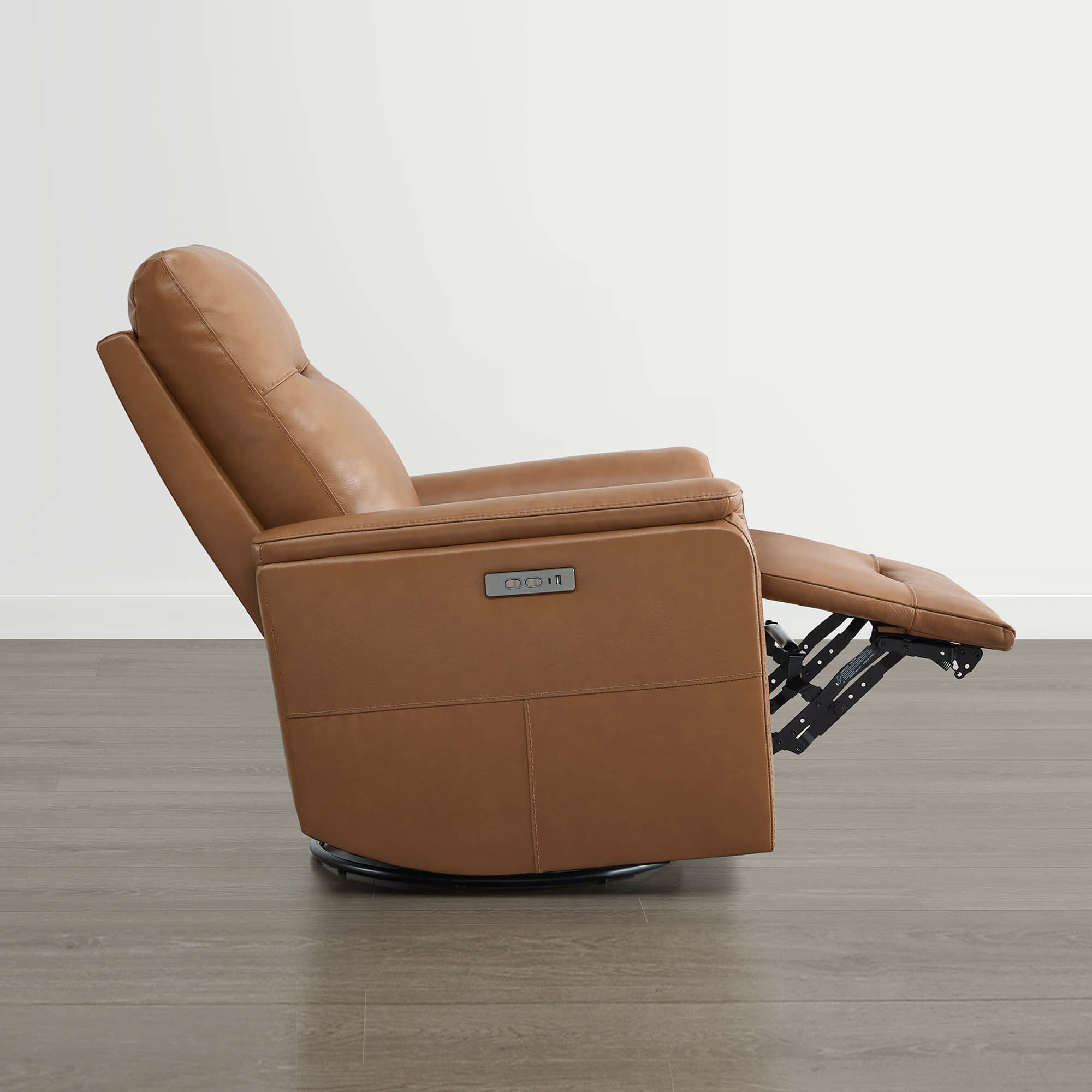 Jaxon Genuine Leather Swivel Glider Power Recliner with Power Headrest