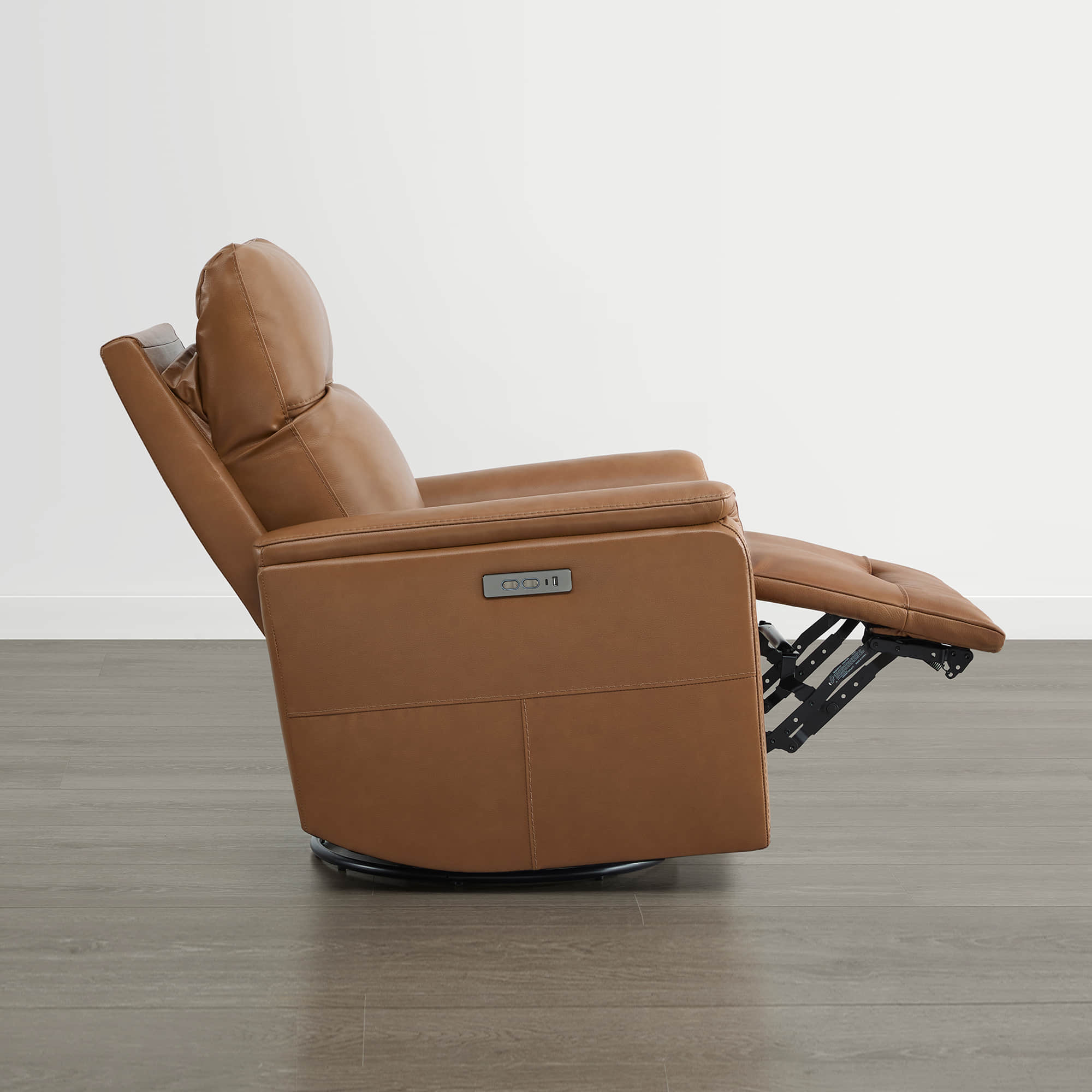 Jaxon Genuine Leather Swivel Glider Power Recliner with Power Headrest