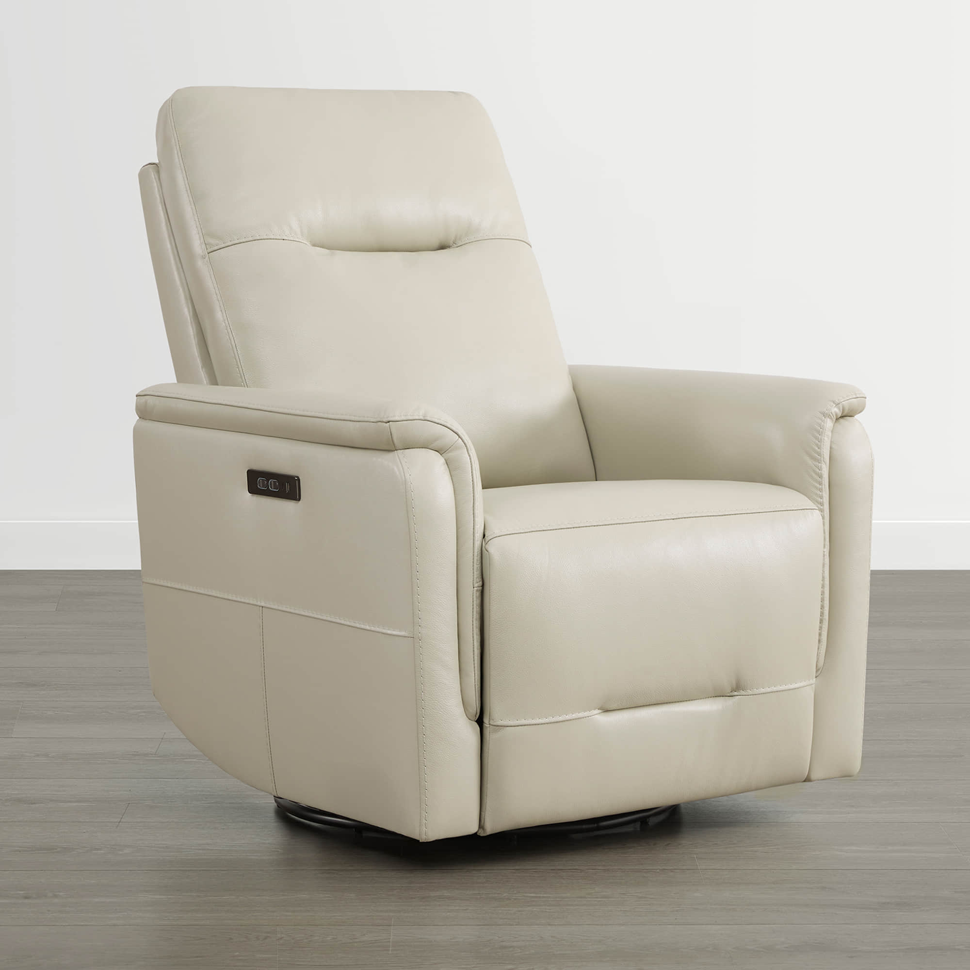 Jaxon Genuine Leather Swivel Glider Power Recliner with Power Headrest