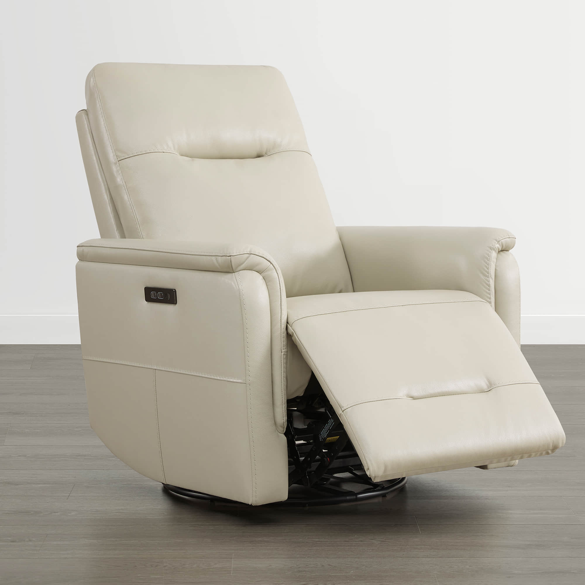 Jaxon Genuine Leather Swivel Glider Power Recliner with Power Headrest