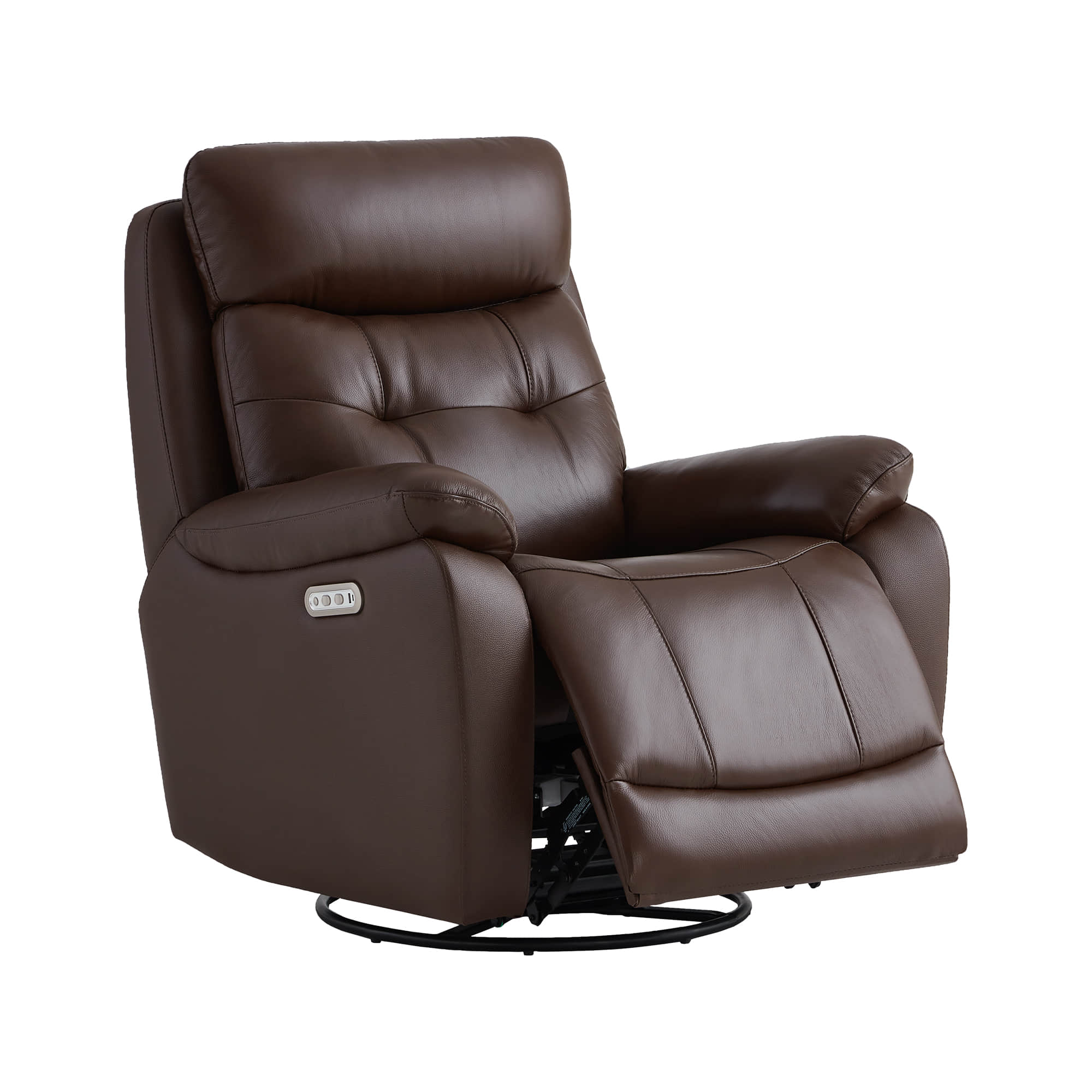 Keith Leather Swivel Glider Recliner with Power Headrest
