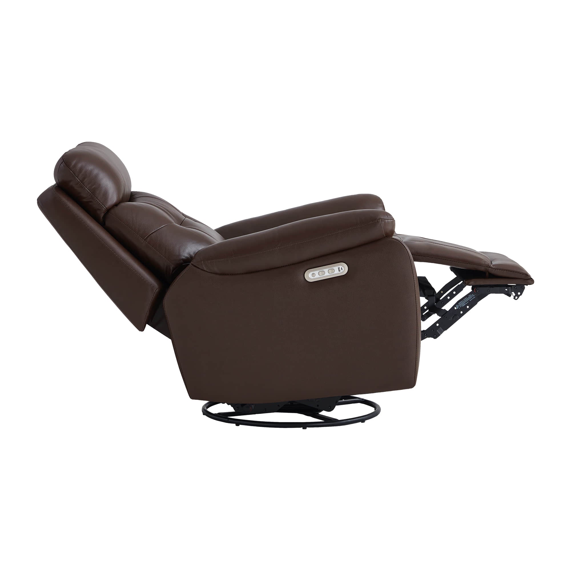 Keith Leather Swivel Glider Recliner with Power Headrest
