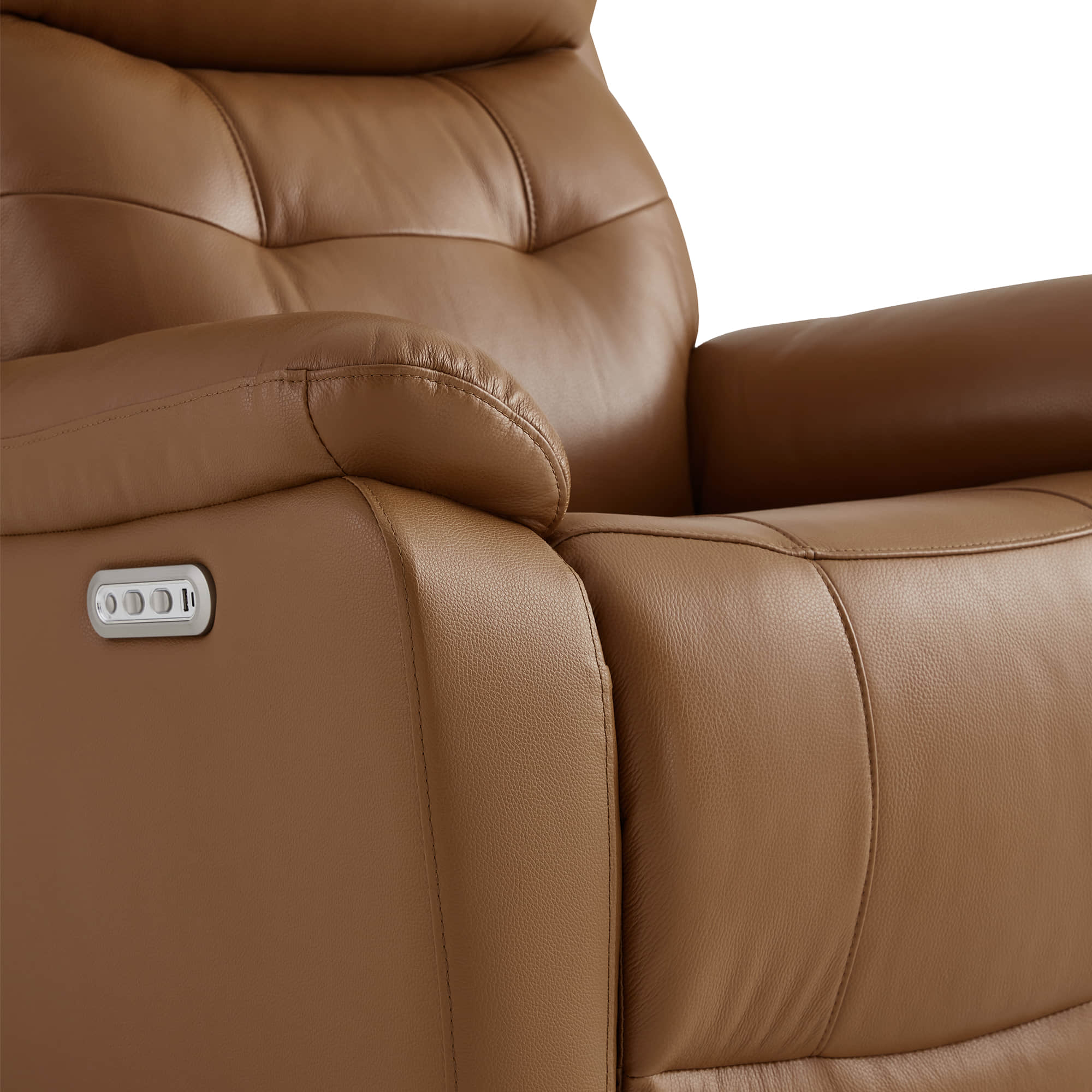 Keith Leather Swivel Glider Recliner with Power Headrest