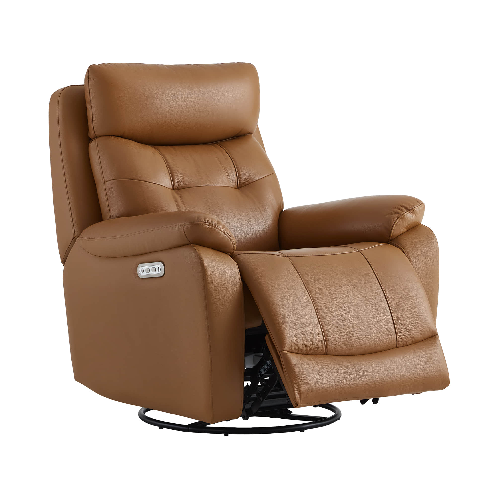 Keith Leather Swivel Glider Recliner with Power Headrest