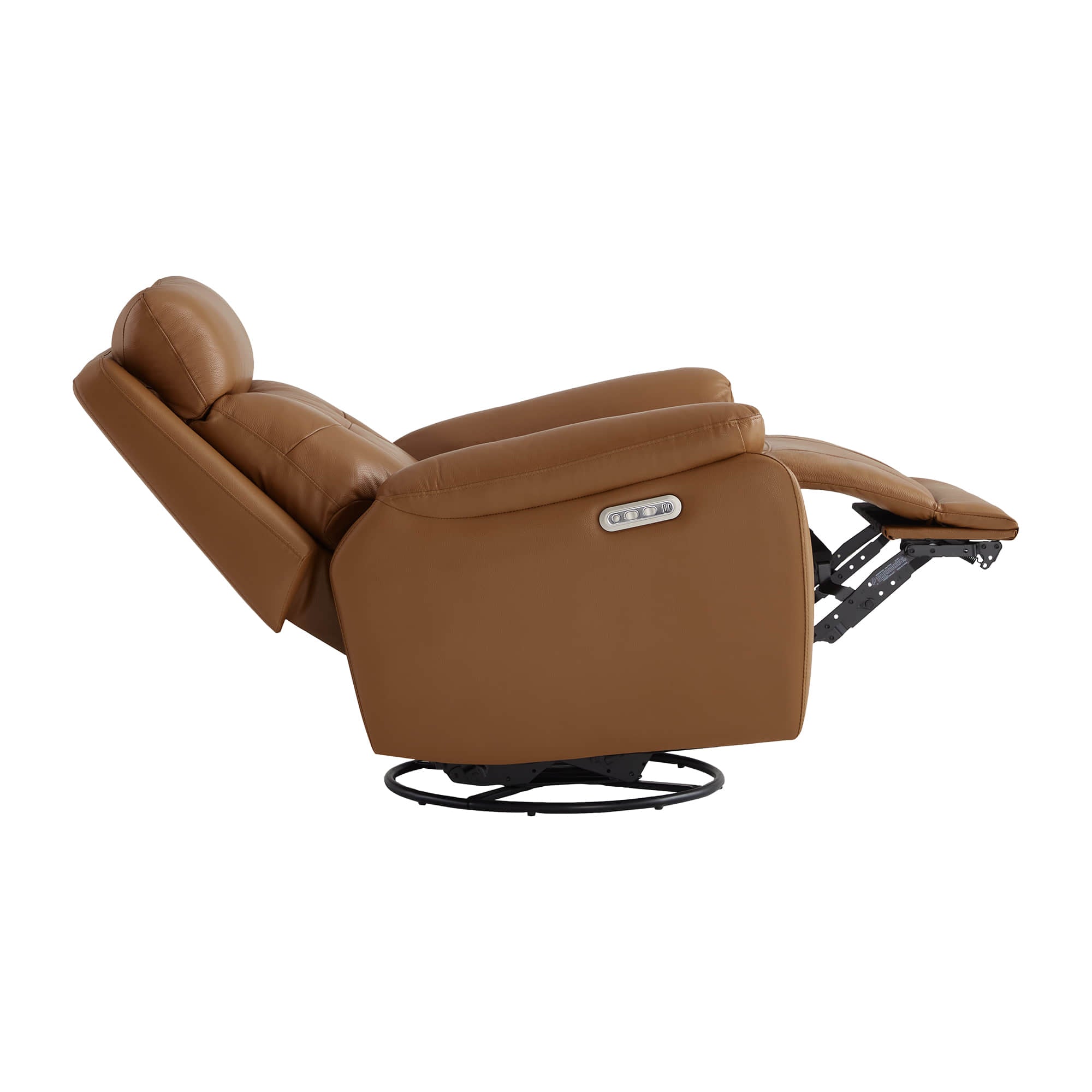 Keith Leather Swivel Glider Recliner with Power Headrest