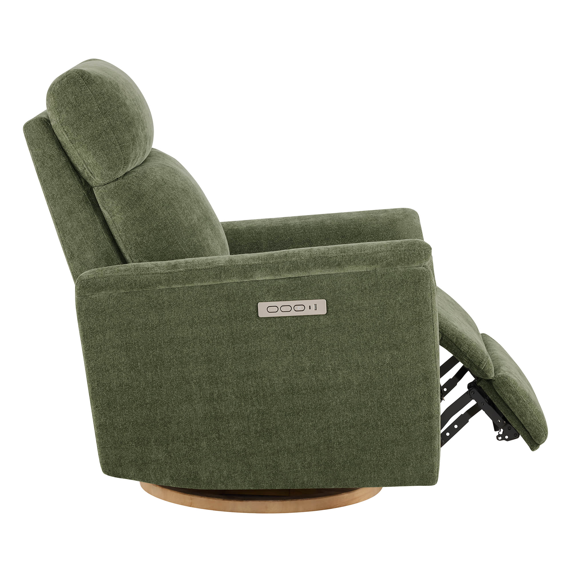 Lulla Power Swivel Nursery Glider Recliner with Power Headrest and Nightlight