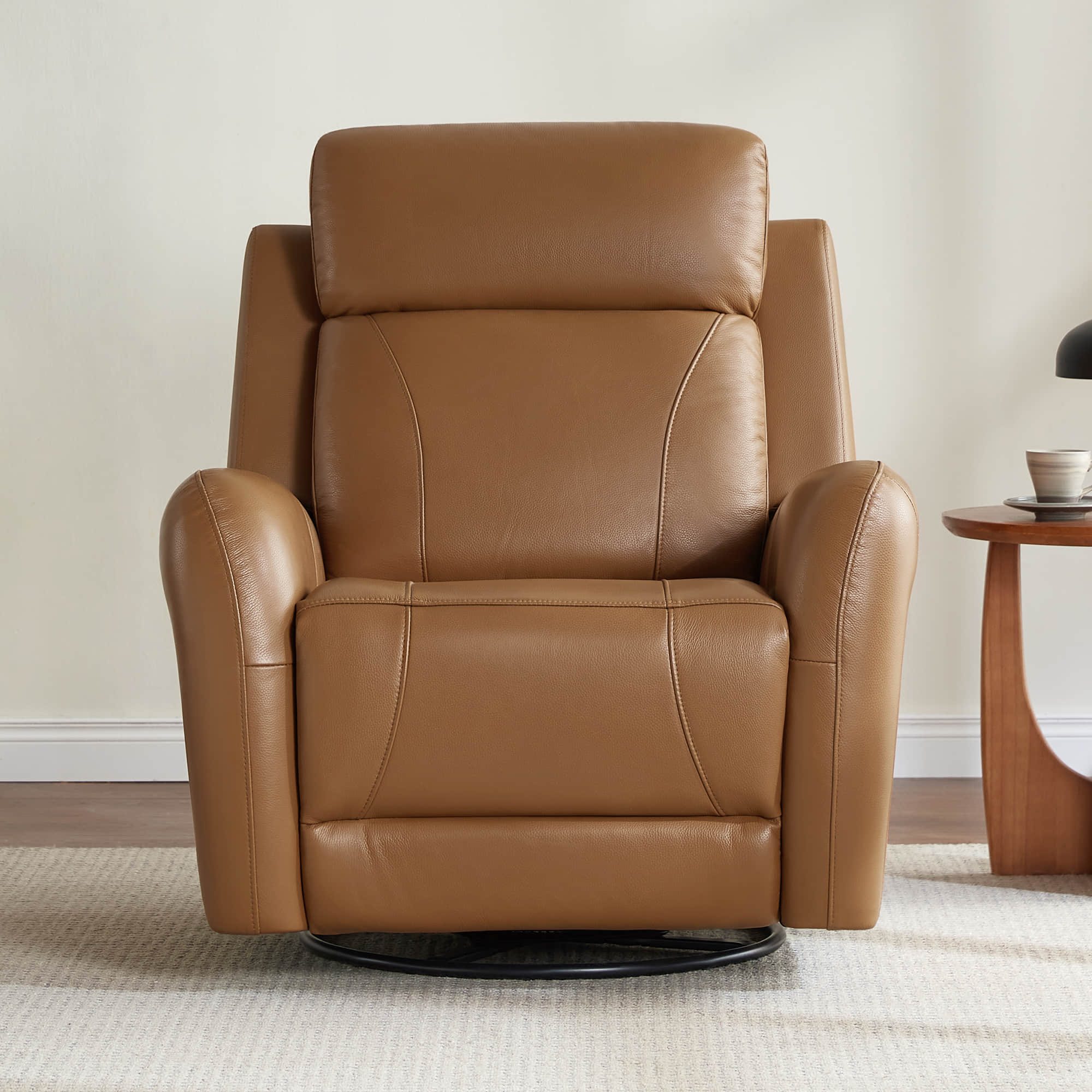 Myles Genuine Leather Swivel Glider Power Recliner