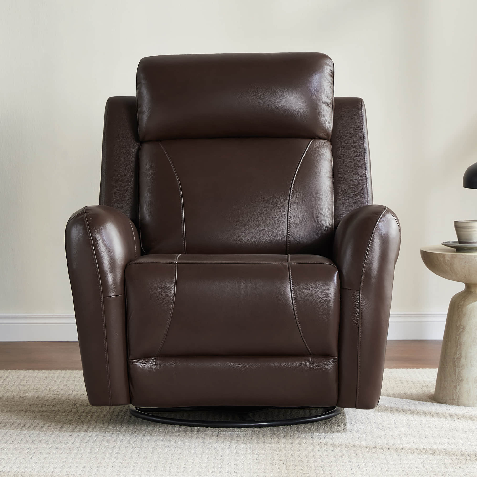 Myles Genuine Leather Swivel Glider Power Recliner