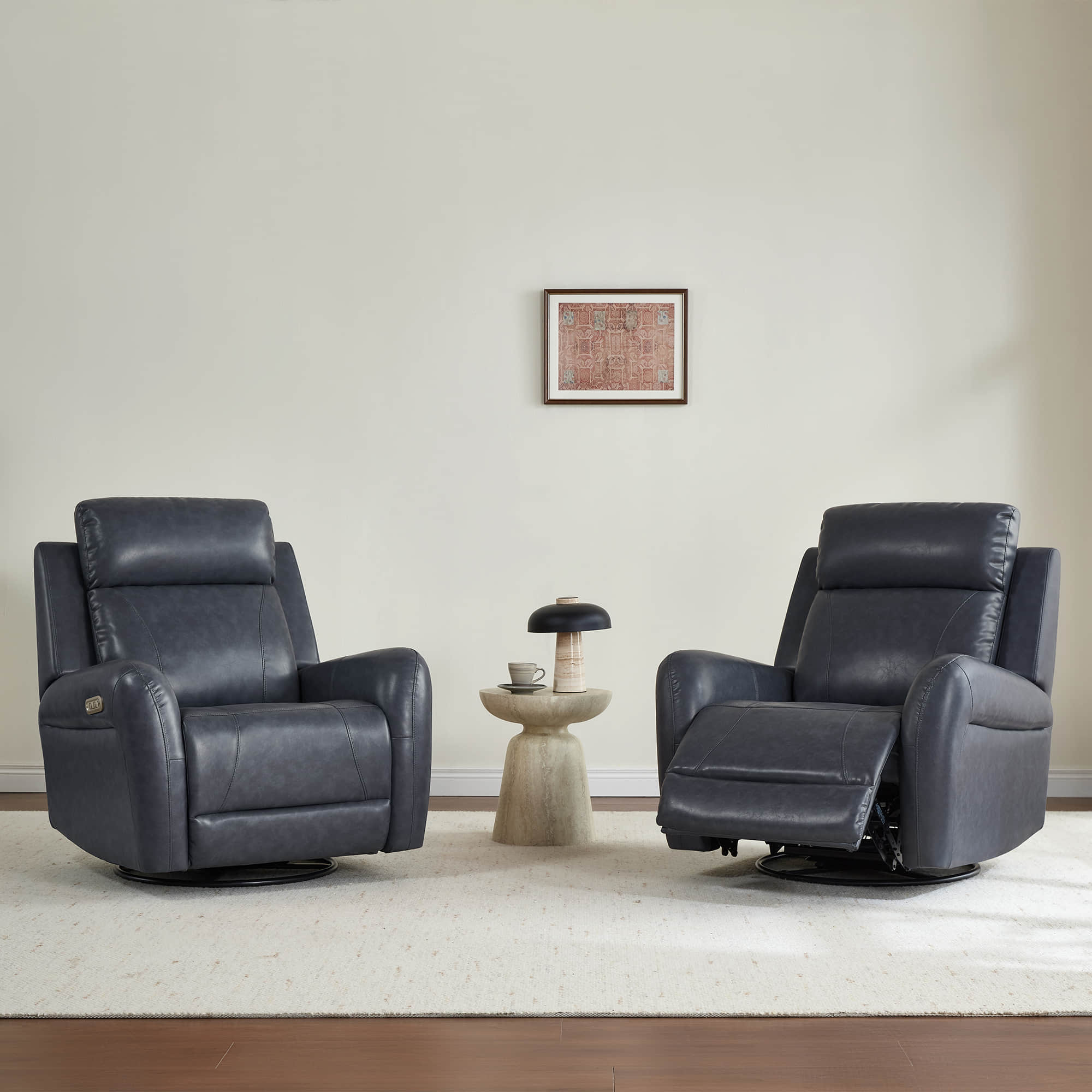 Myles Genuine Leather Swivel Glider Power Recliner