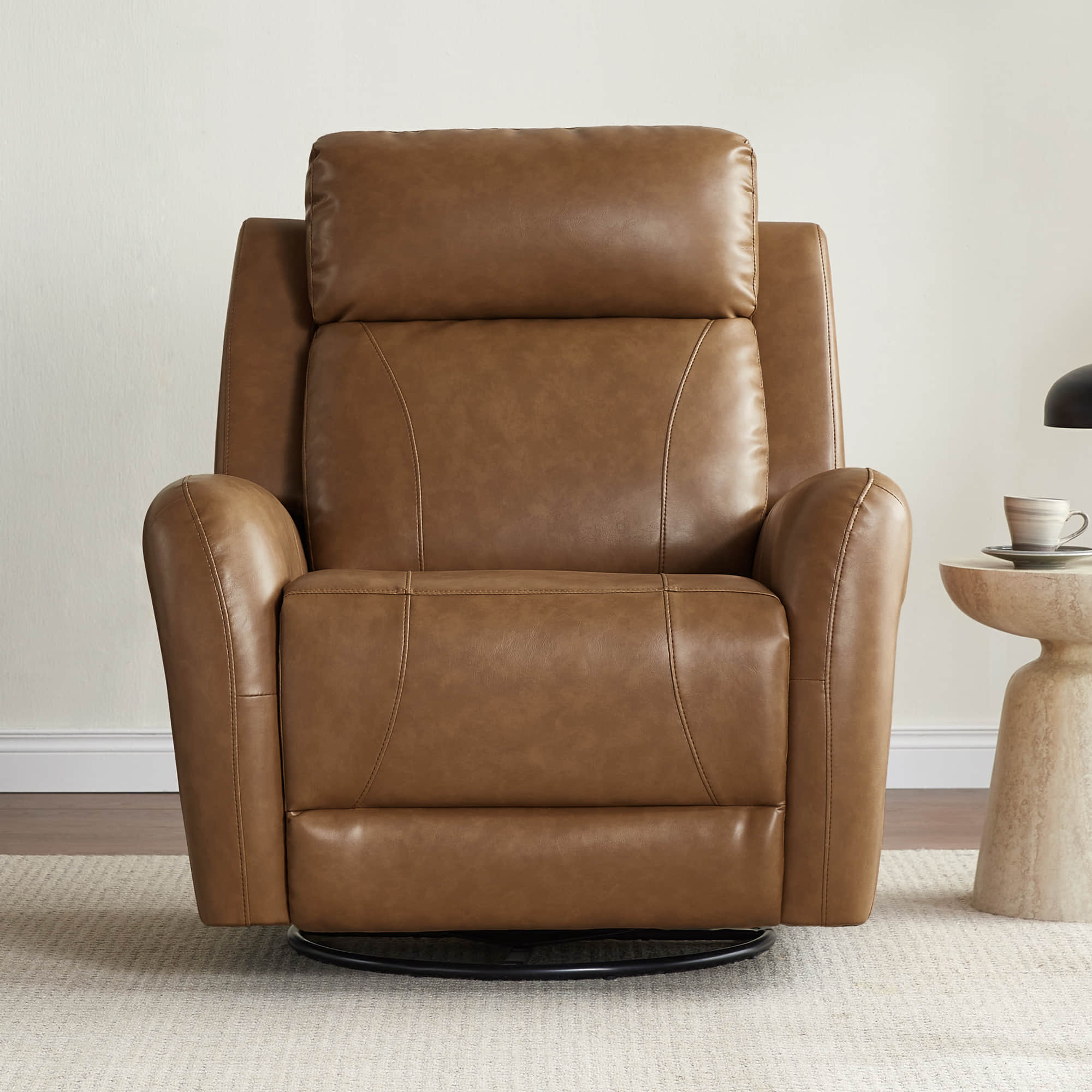 Myles Genuine Leather Swivel Glider Power Recliner