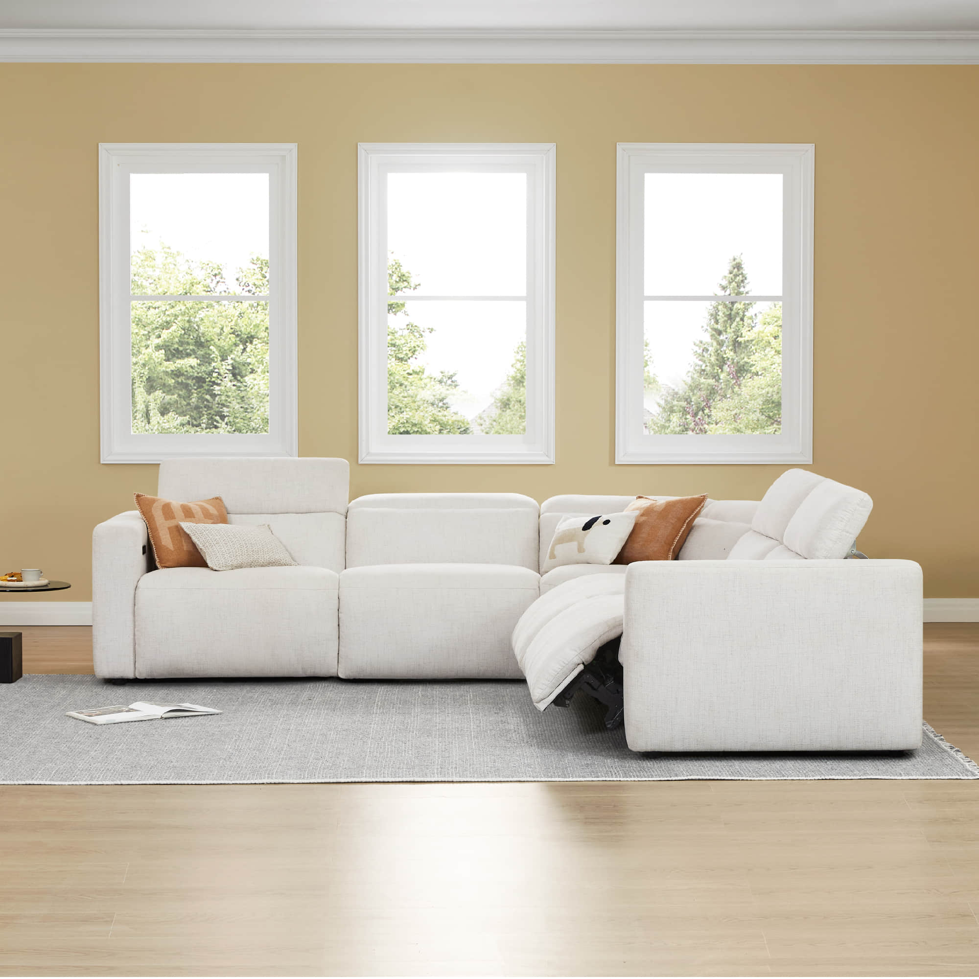 Oliver 5-Seat Wall-hugger Reclining Sectional Sofa with Power Headrest