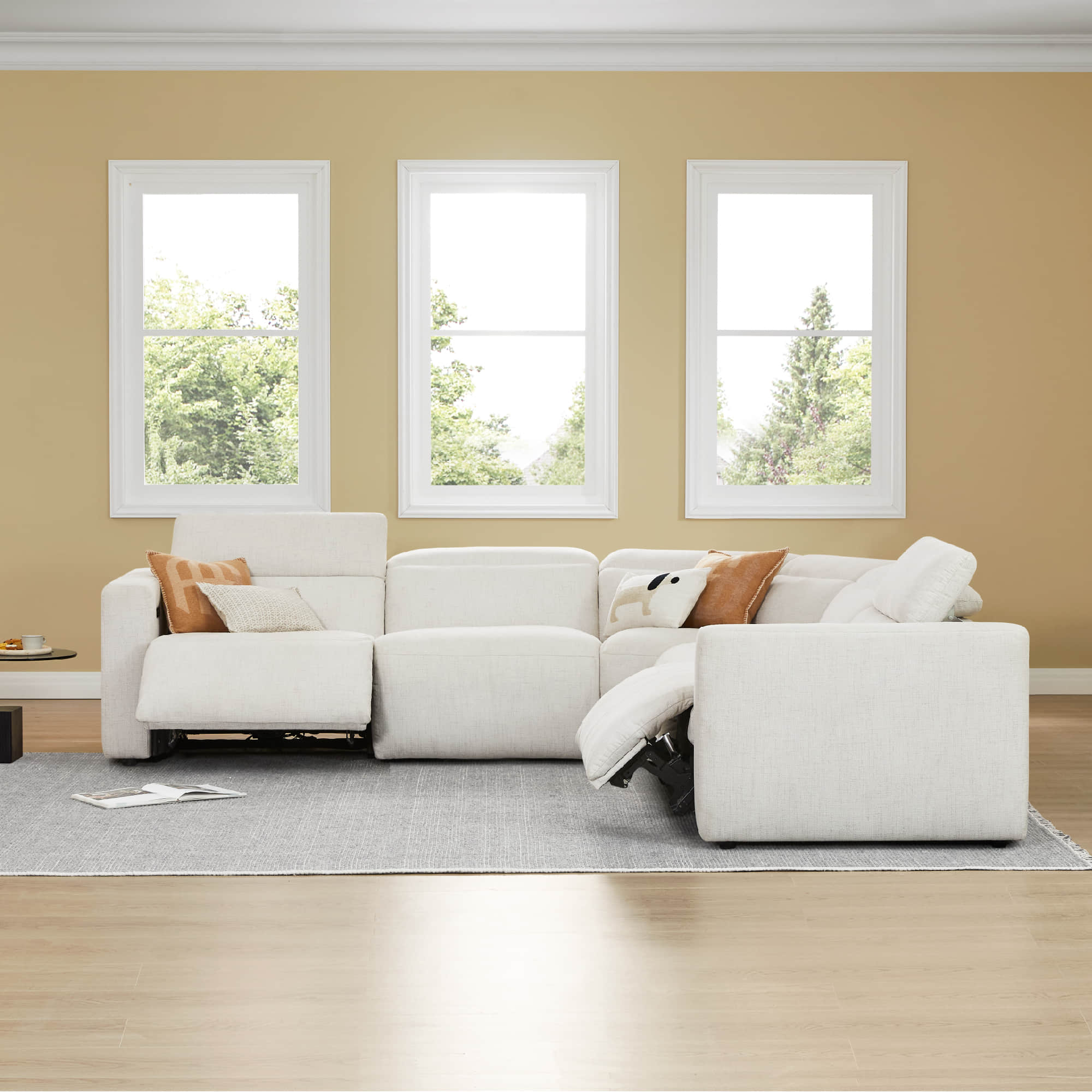 Oliver 5-Seat Wall-hugger Reclining Sectional Sofa with Power Headrest