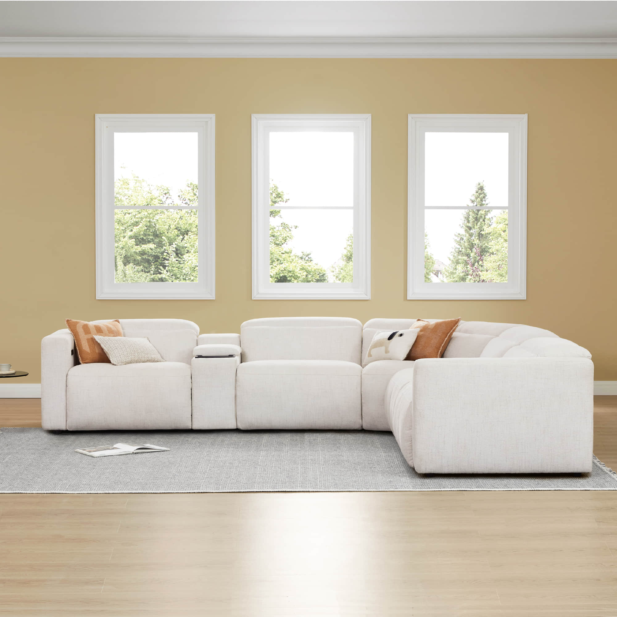 Oliver 5-Seat Wall-hugger Reclining Sectional Sofa with Power Headrest