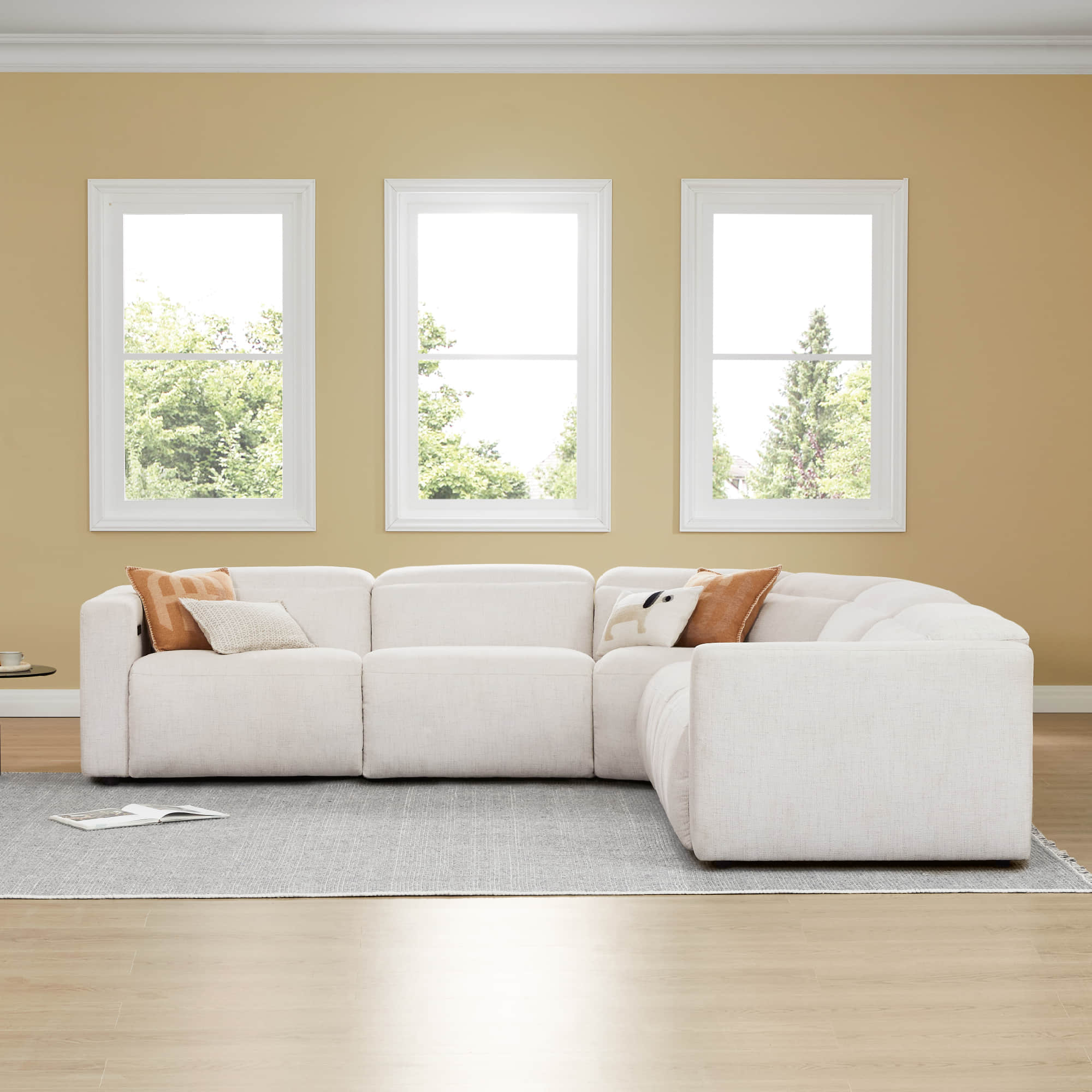 Oliver 5-Seat Wall-hugger Reclining Sectional Sofa with Power Headrest