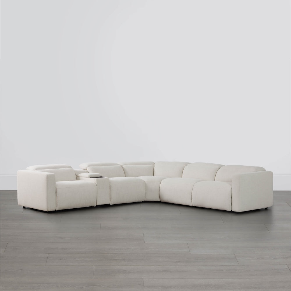 Oliver 5-Seat Wall-hugger Reclining Sectional Sofa with Power Headrest