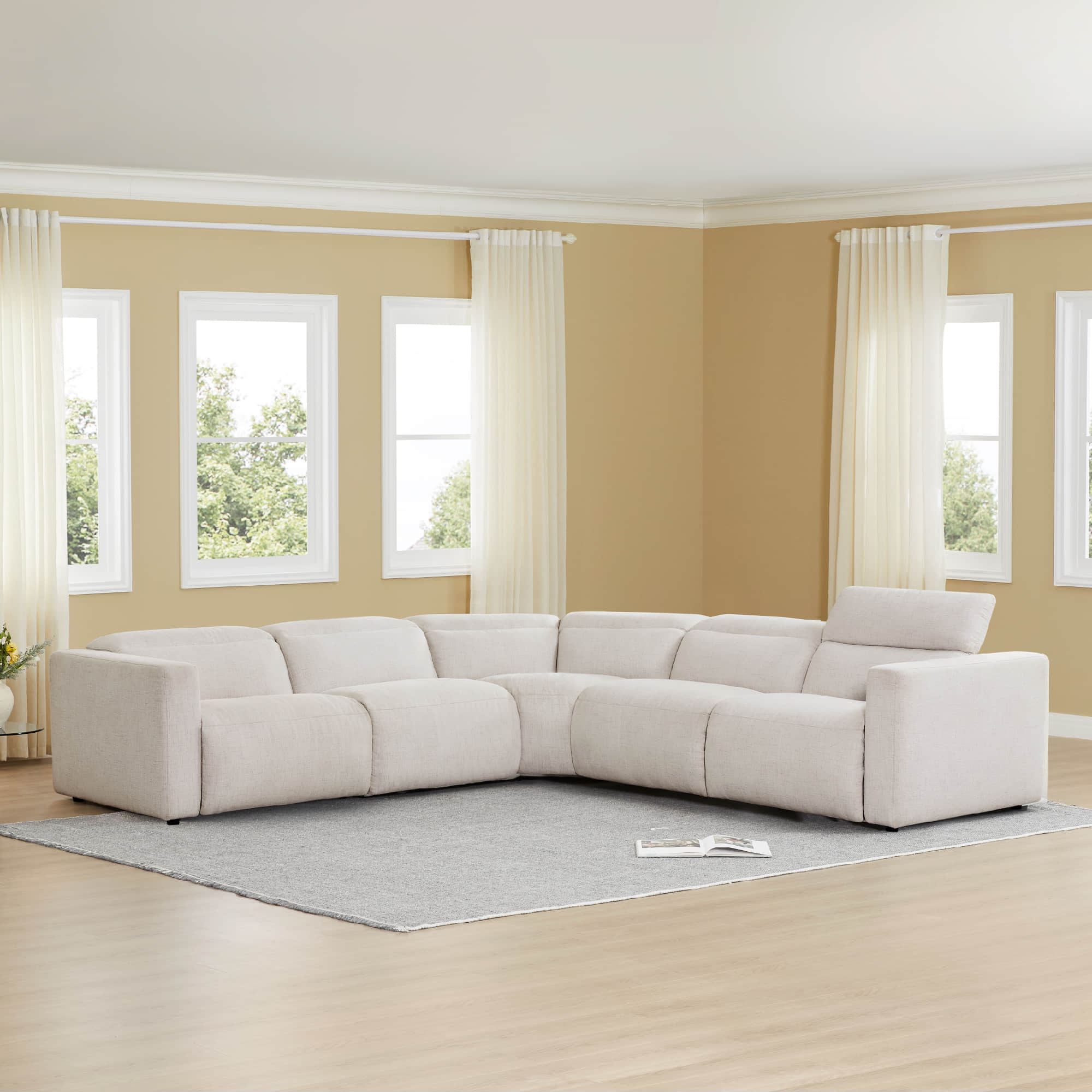Oliver 5-Seat Wall-hugger Reclining Sectional Sofa with Power Headrest