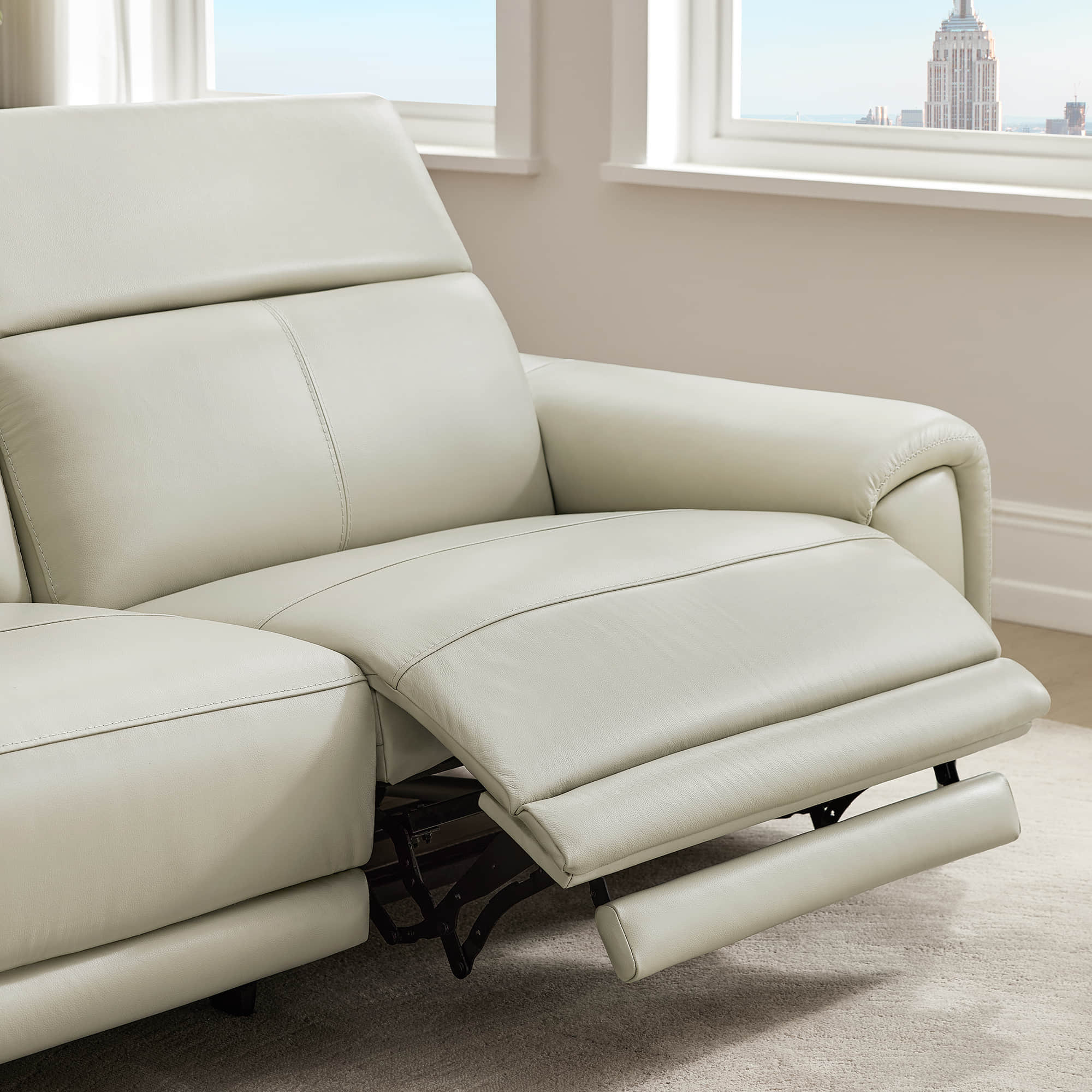 Owen Genuine Leather Reclining Sofa with Power Headrest