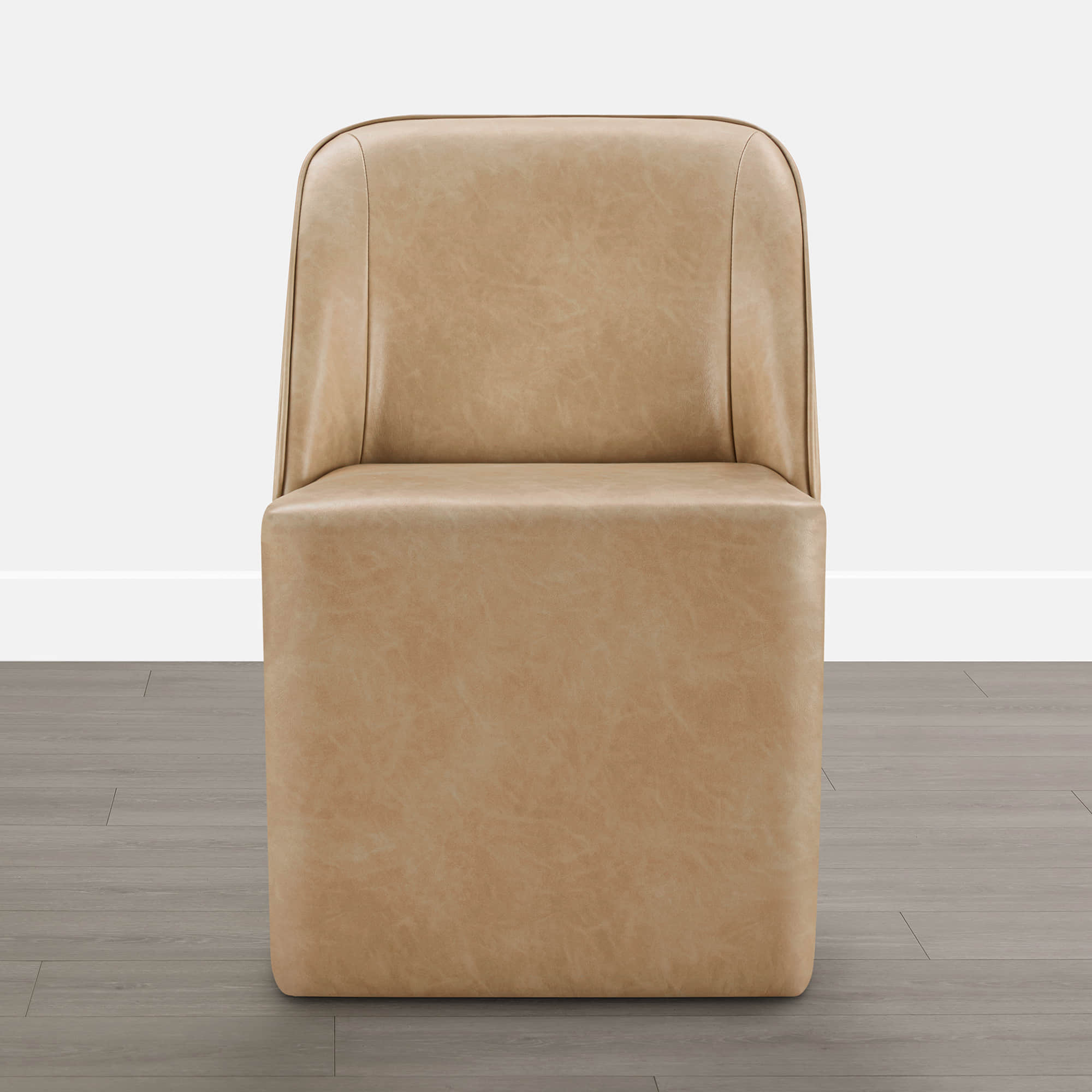 Soren Leather Rolling Dining Chair with Casters Base