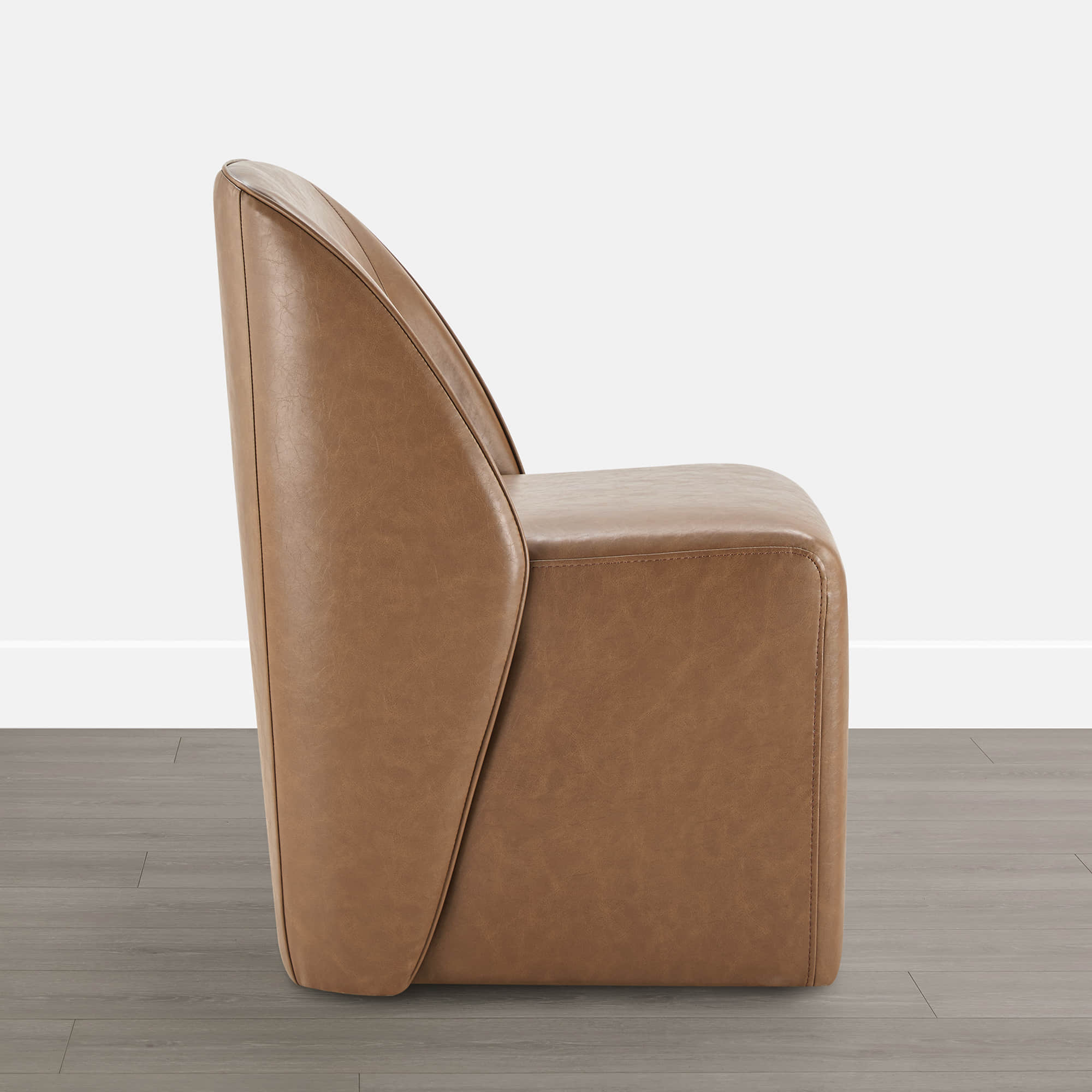 Soren Leather Rolling Dining Chair with Casters Base