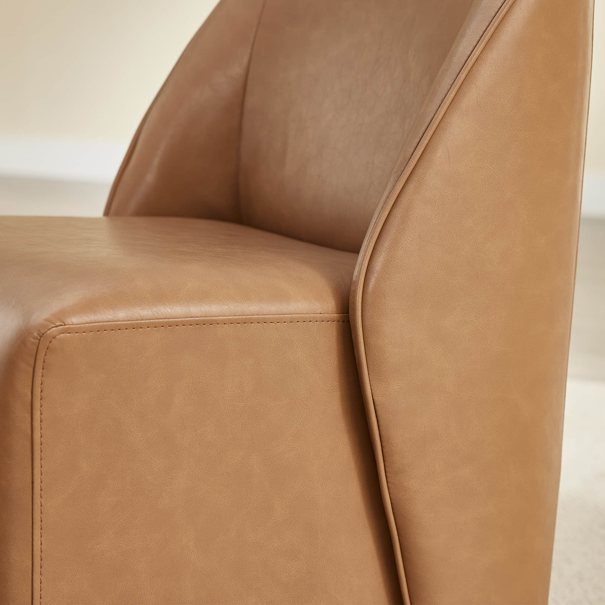 Soren Leather Rolling Dining Chair with Casters Base