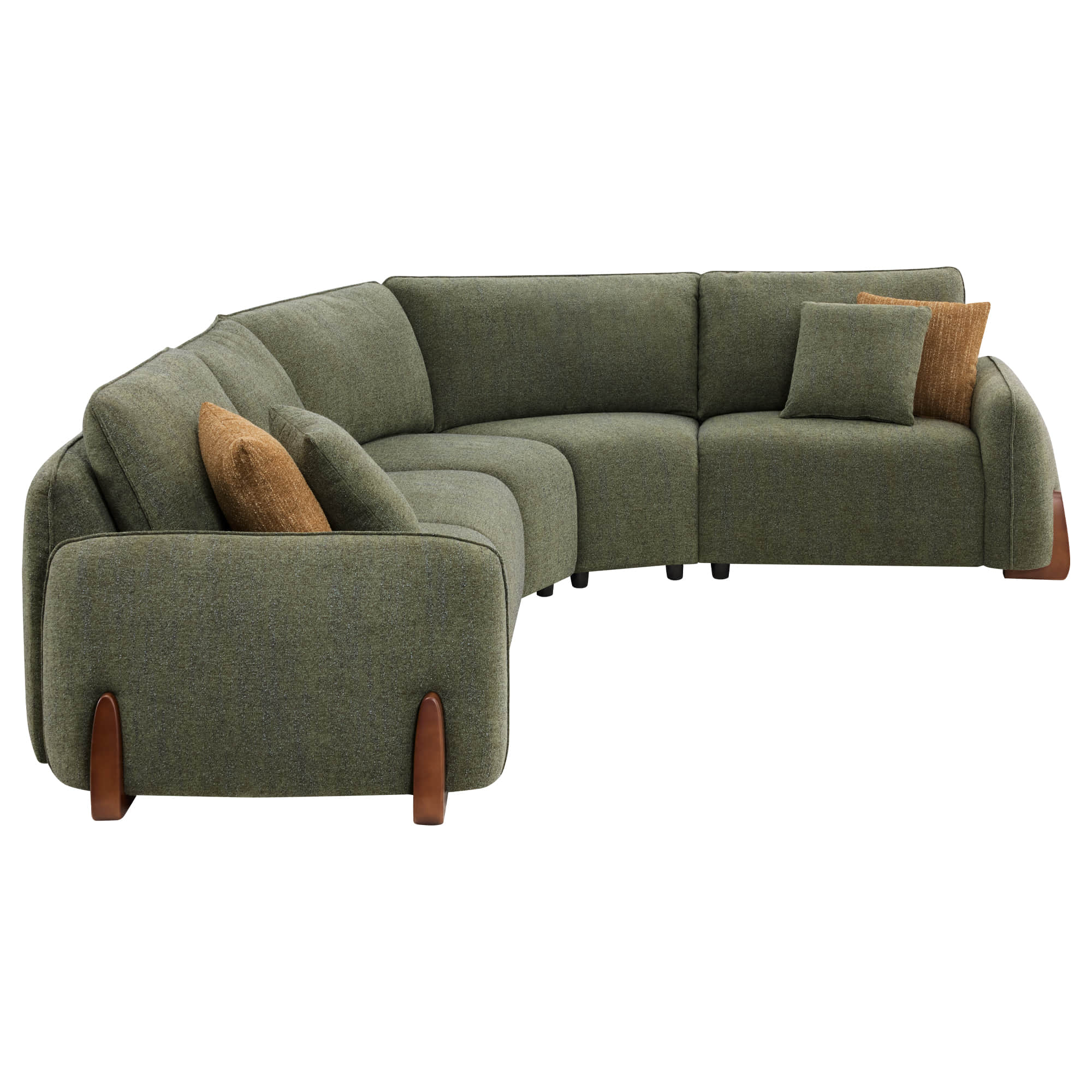 Teleri 3-seat Modular Curved Sofa with Wood Leg