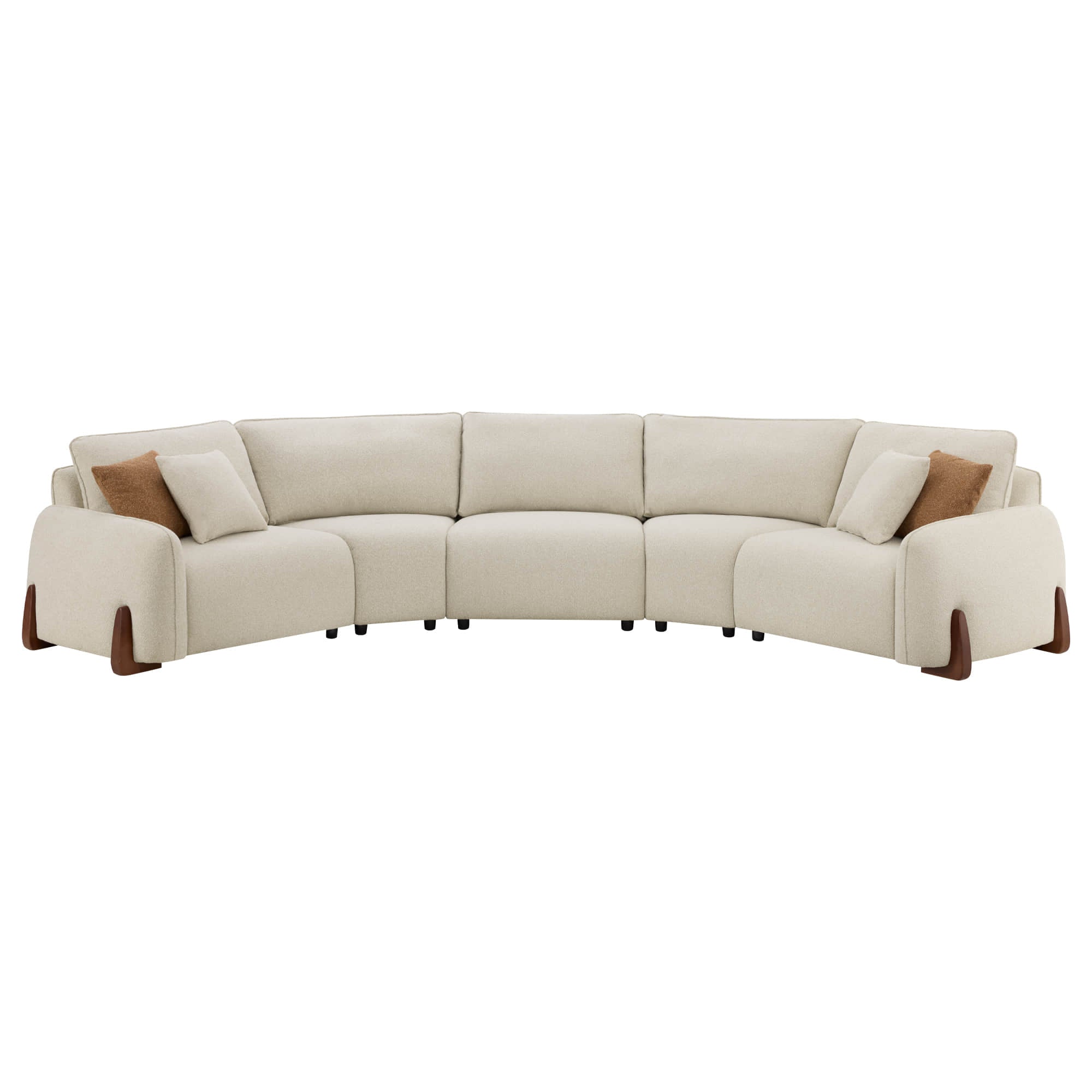 Teleri 3-seat Modular Curved Sofa with Wood Leg