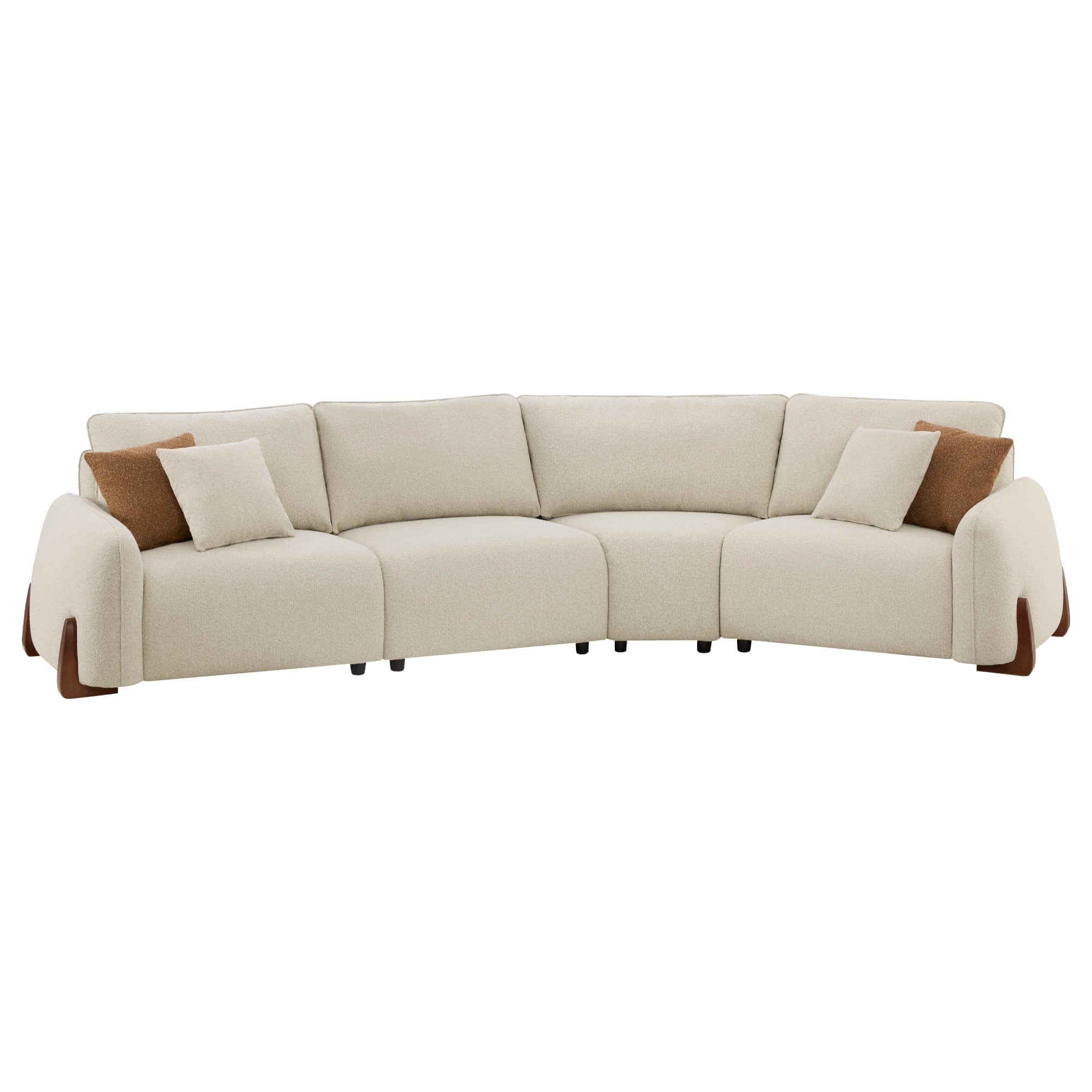Teleri 3-seat Modular Curved Sofa with Wood Leg
