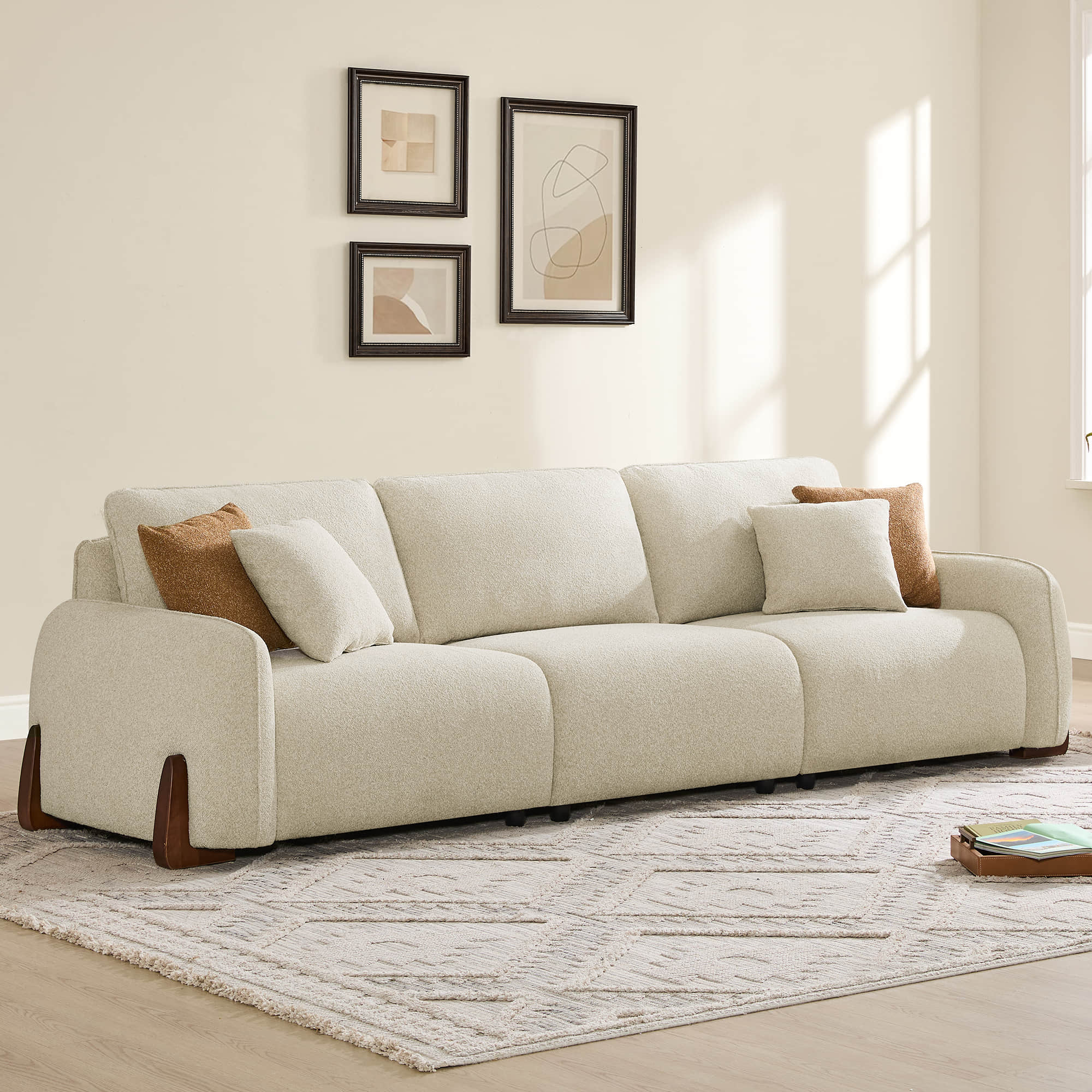 Teleri 5-seat Modular Curved Sofa with Wood Leg