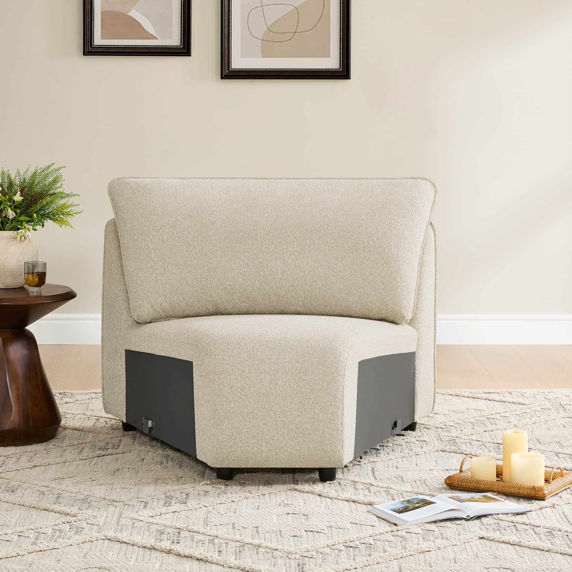 Teleri 5-seat Modular Curved Sofa with Wood Leg