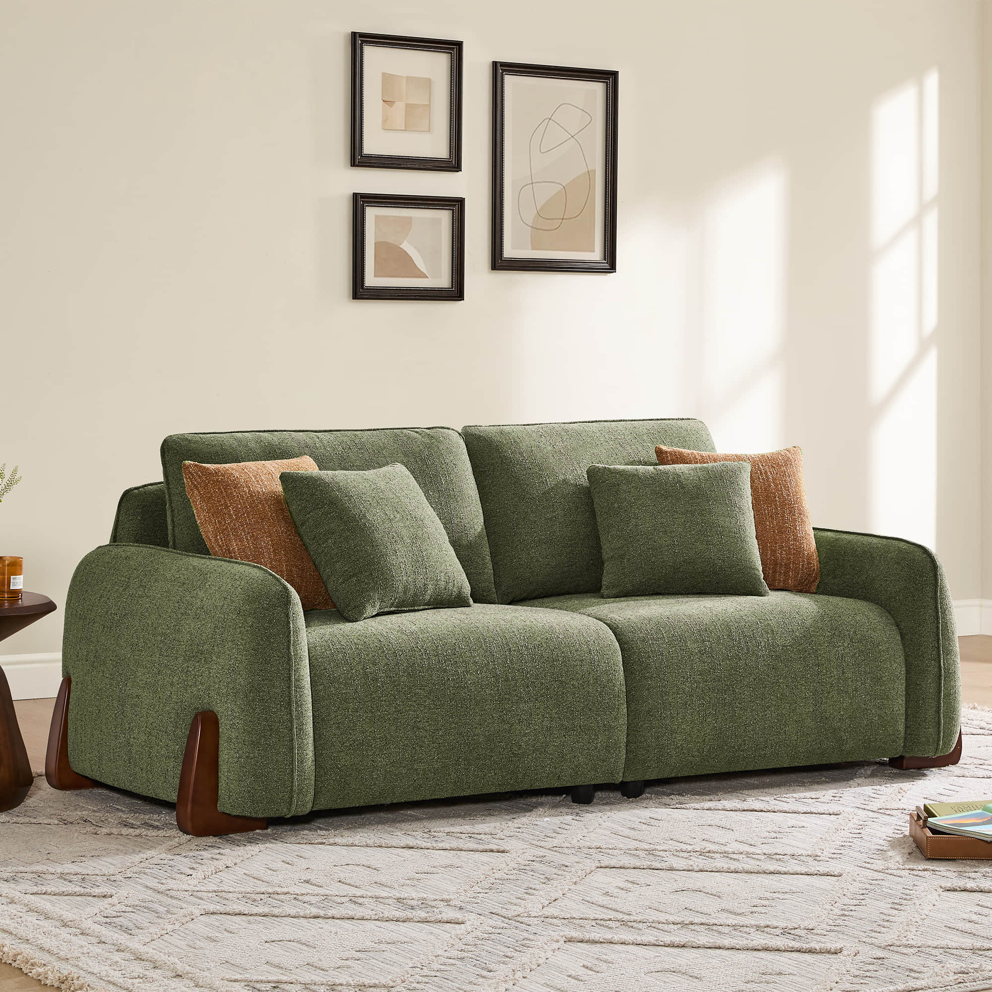 Teleri 4-seat Modular Curved Sofa with Wood Leg