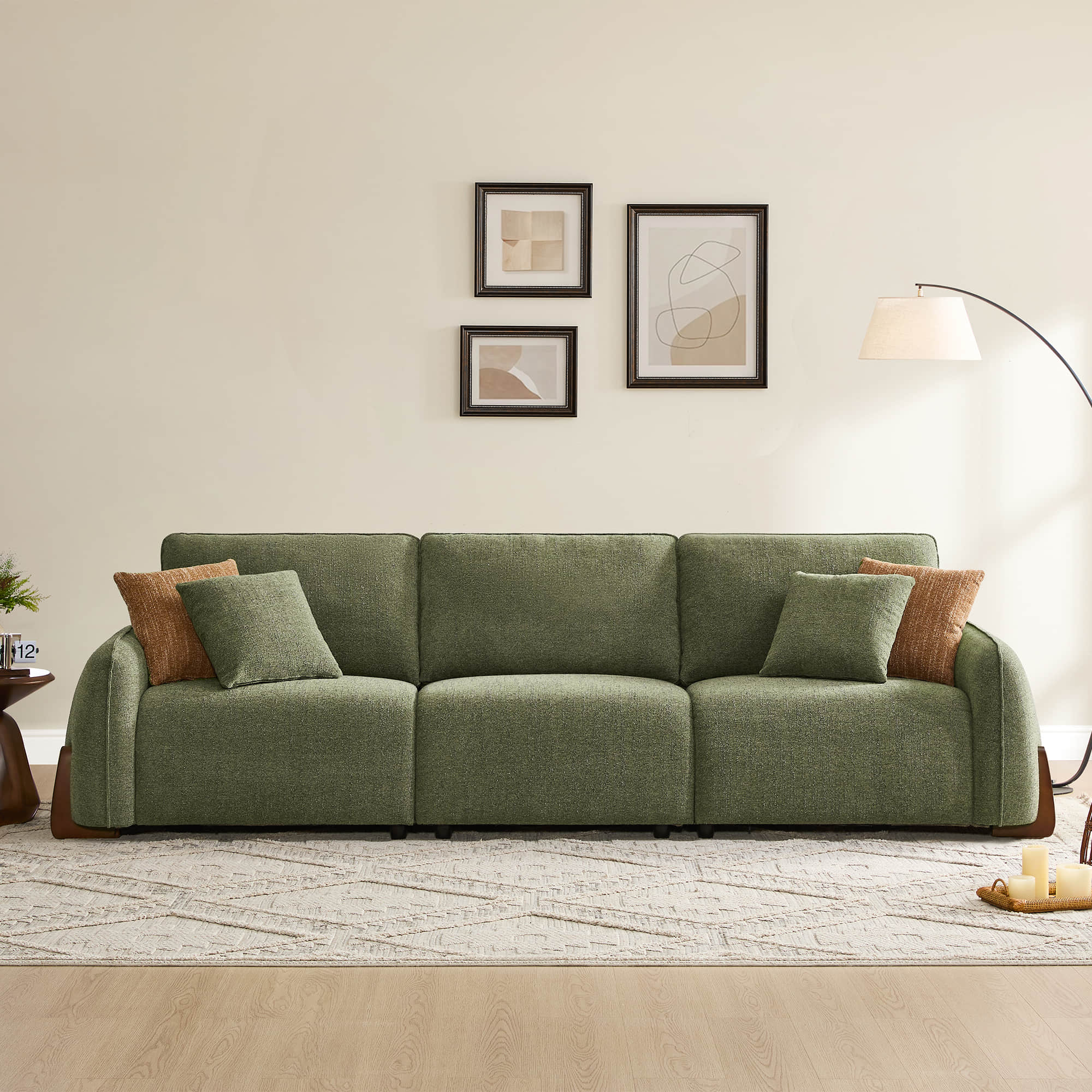 Teleri 4-seat Modular Curved Sofa with Wood Leg