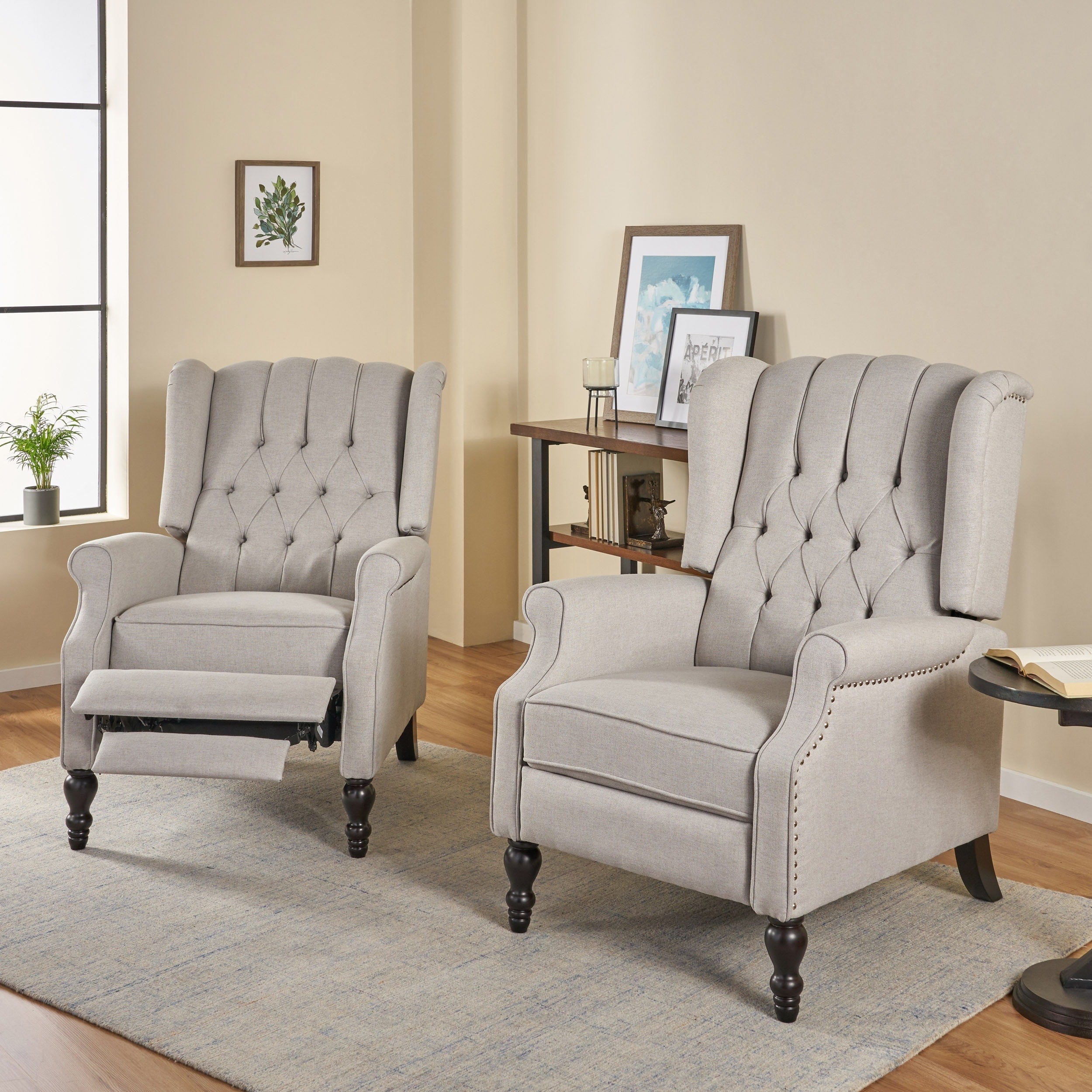 Walter Tufted Fabric Recliners (Set of 2) by Christopher Knight Home