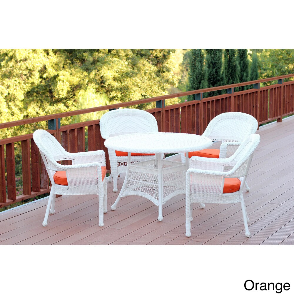 5-piece White Resin Wicker Dining Set