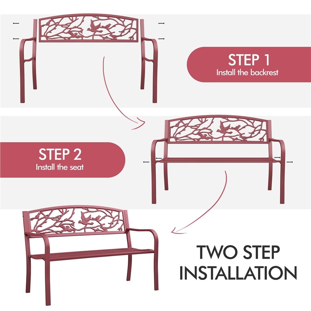 Yaheetech Patio Garden Bench Outdoors Metal Porch Chair - N/A