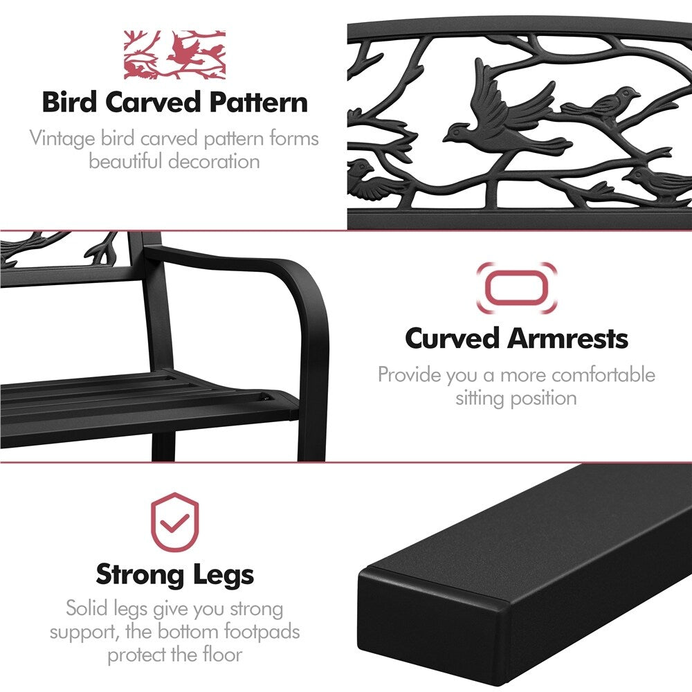 Yaheetech Patio Garden Bench Outdoors Metal Porch Chair - N/A