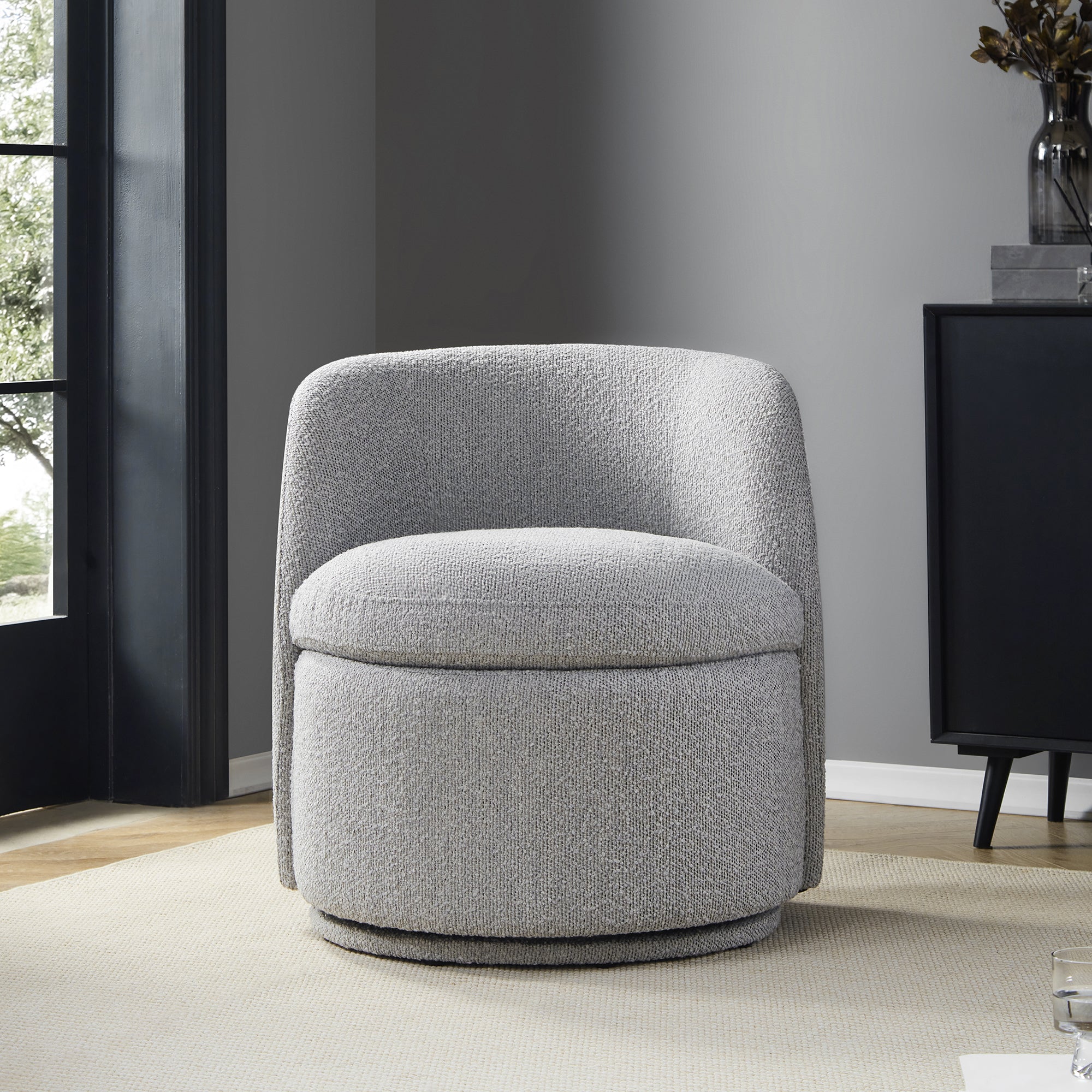 Fauteuil pivotant d'appoint Jolie en bouclé haute performance