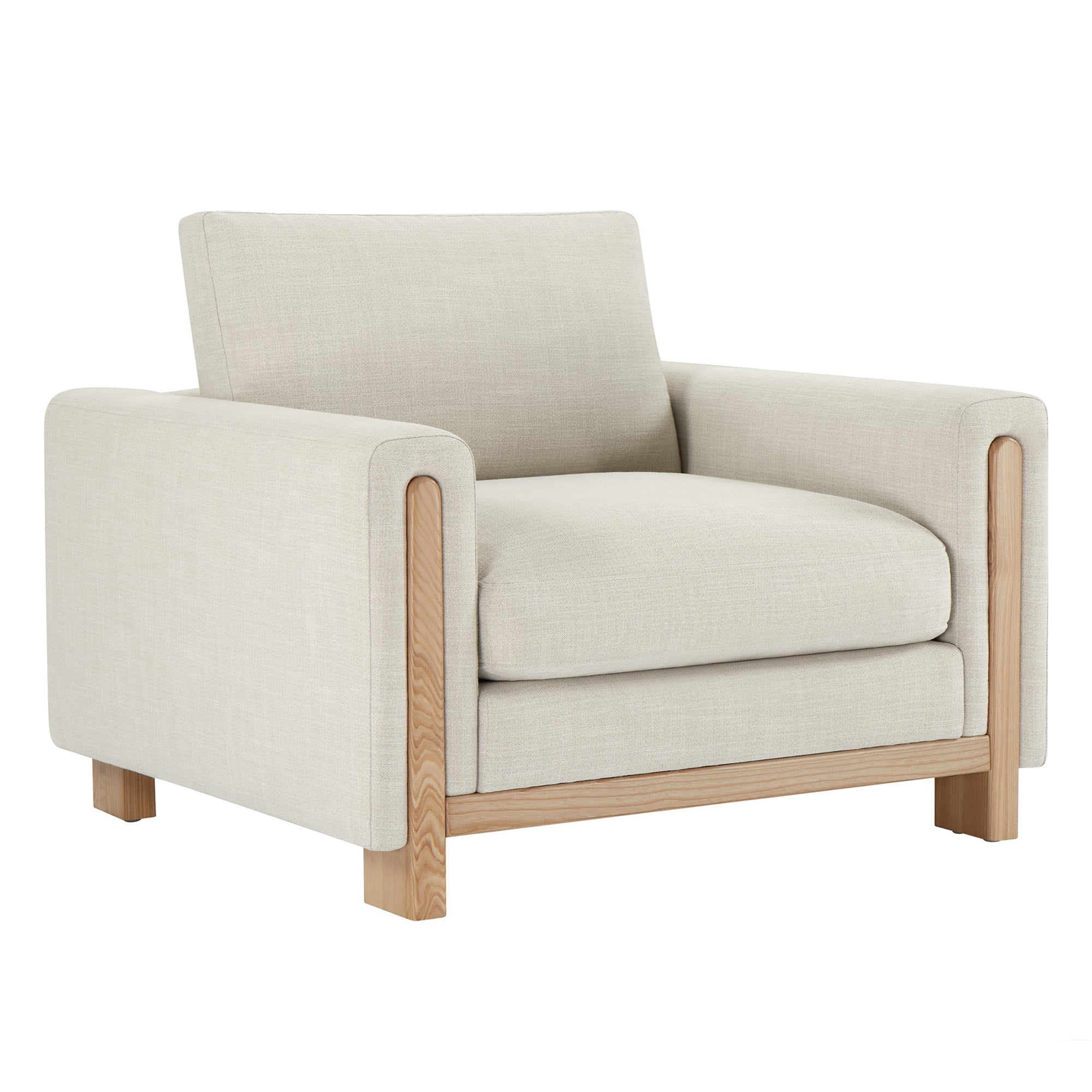 Fauteuil Keaton avec base en bois de frêne et revêtement en tissu haute performance (42,5 po)