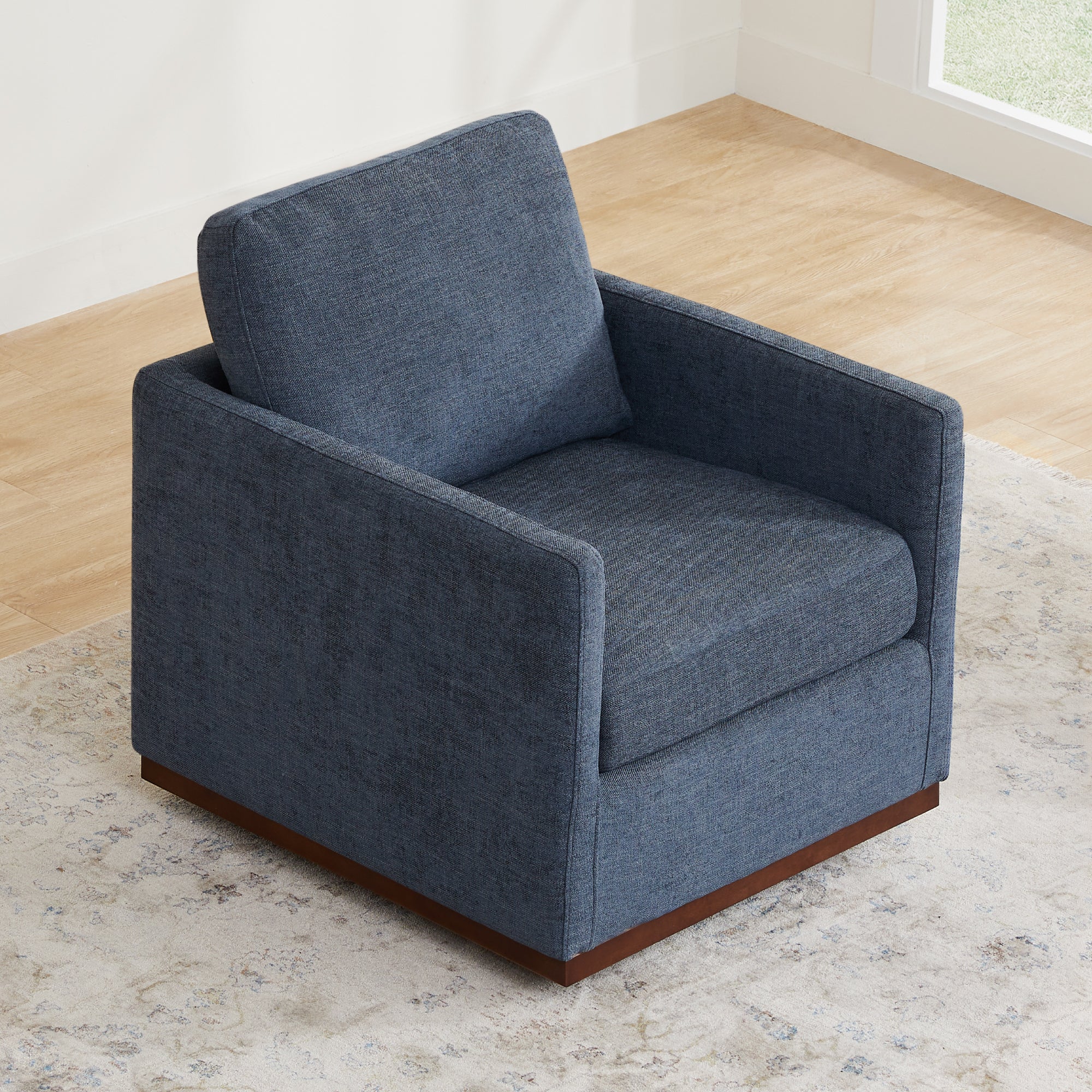 Henry Swivel Accent Chair with Wood Base