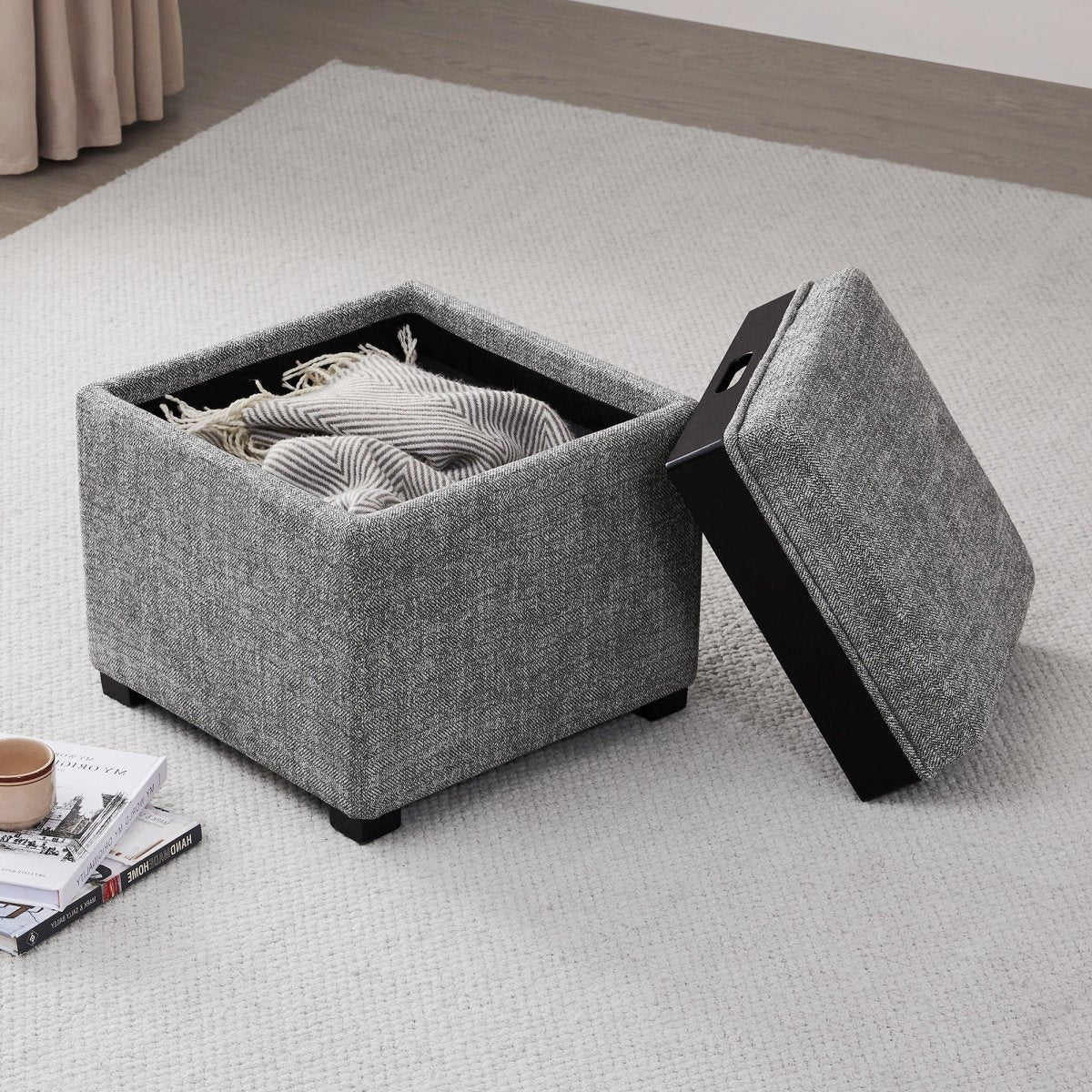 Cube Storage Ottoman - Fabric & Leather