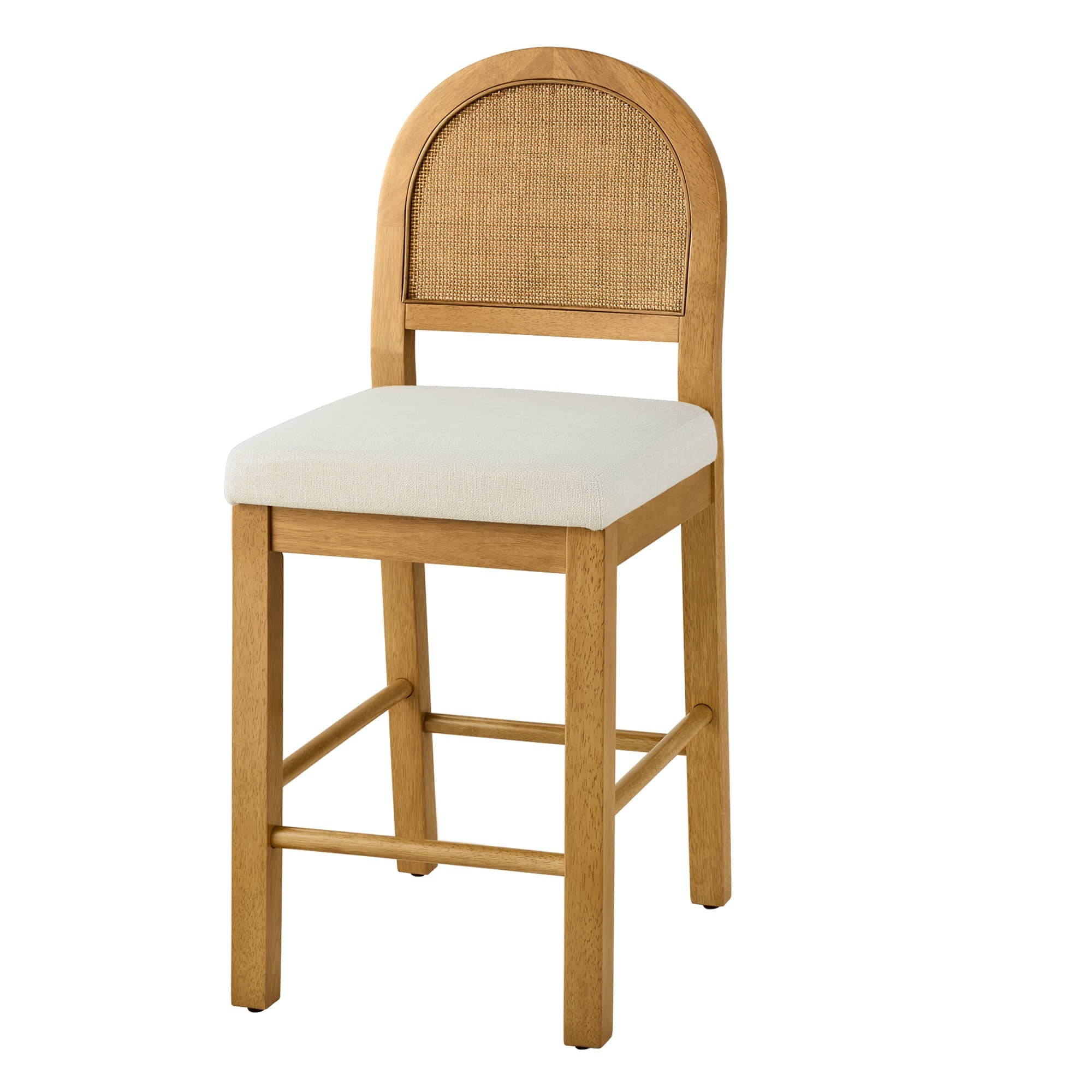 Abigail Rattan Curved Counter Stool with Performance Fabric