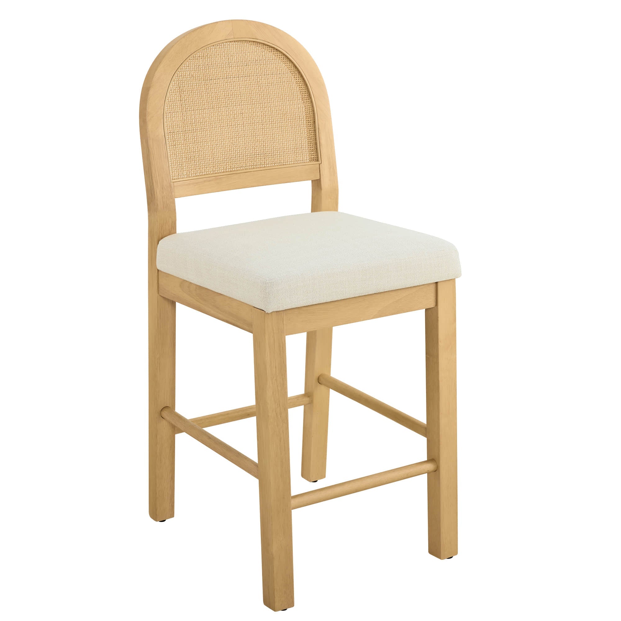 Abigail Rattan Curved Counter Stool with Performance Fabric