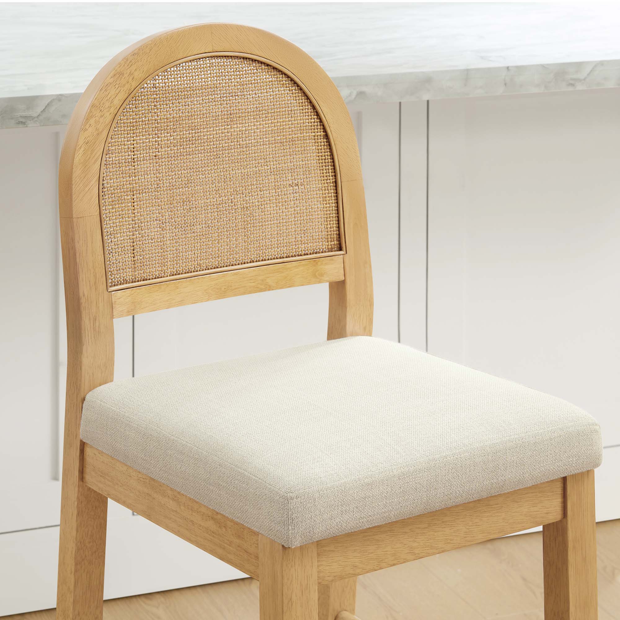 Abigail Rattan Curved Counter Stool with Performance Fabric