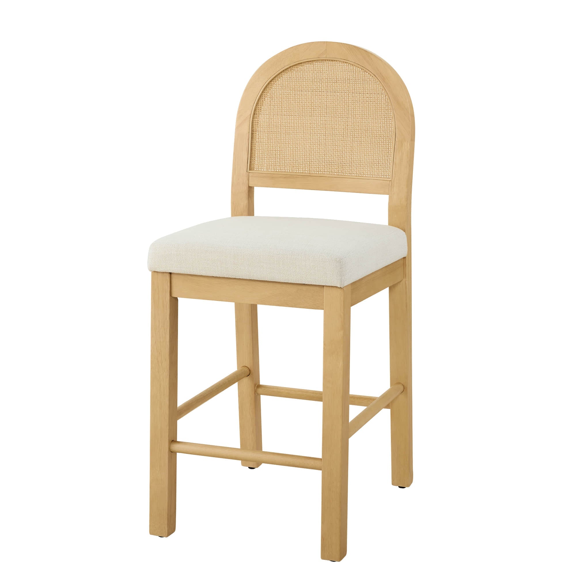 Abigail Rattan Curved Counter Stool with Performance Fabric